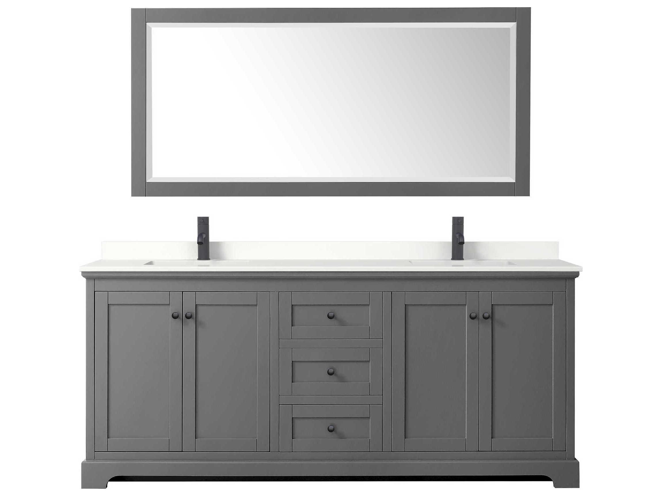 Wyndham Collection Avery 80" Dark Gray Vanity with 70" Mirror