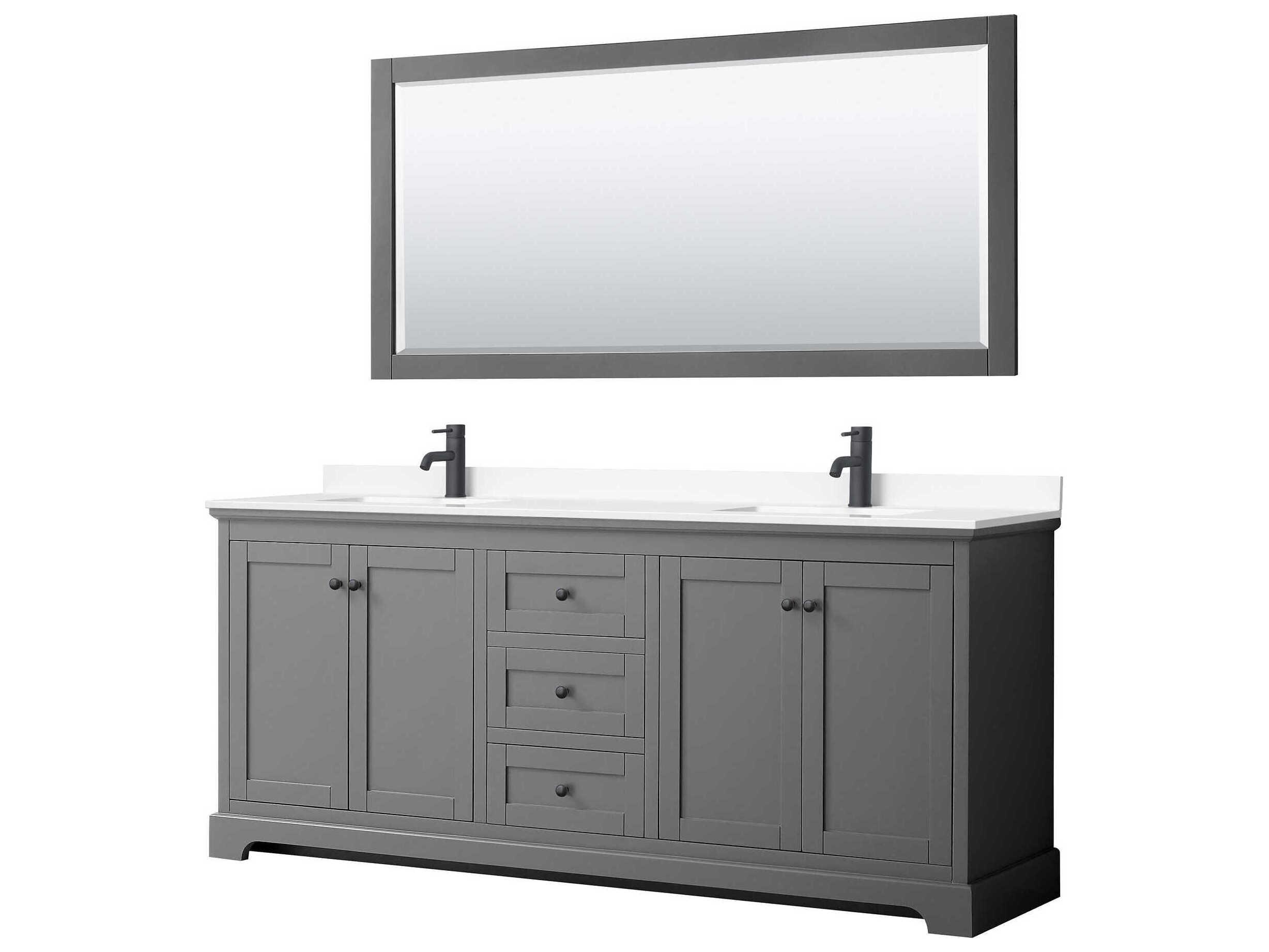 Wyndham Collection Avery 80" Dark Gray Vanity with 70" Mirror