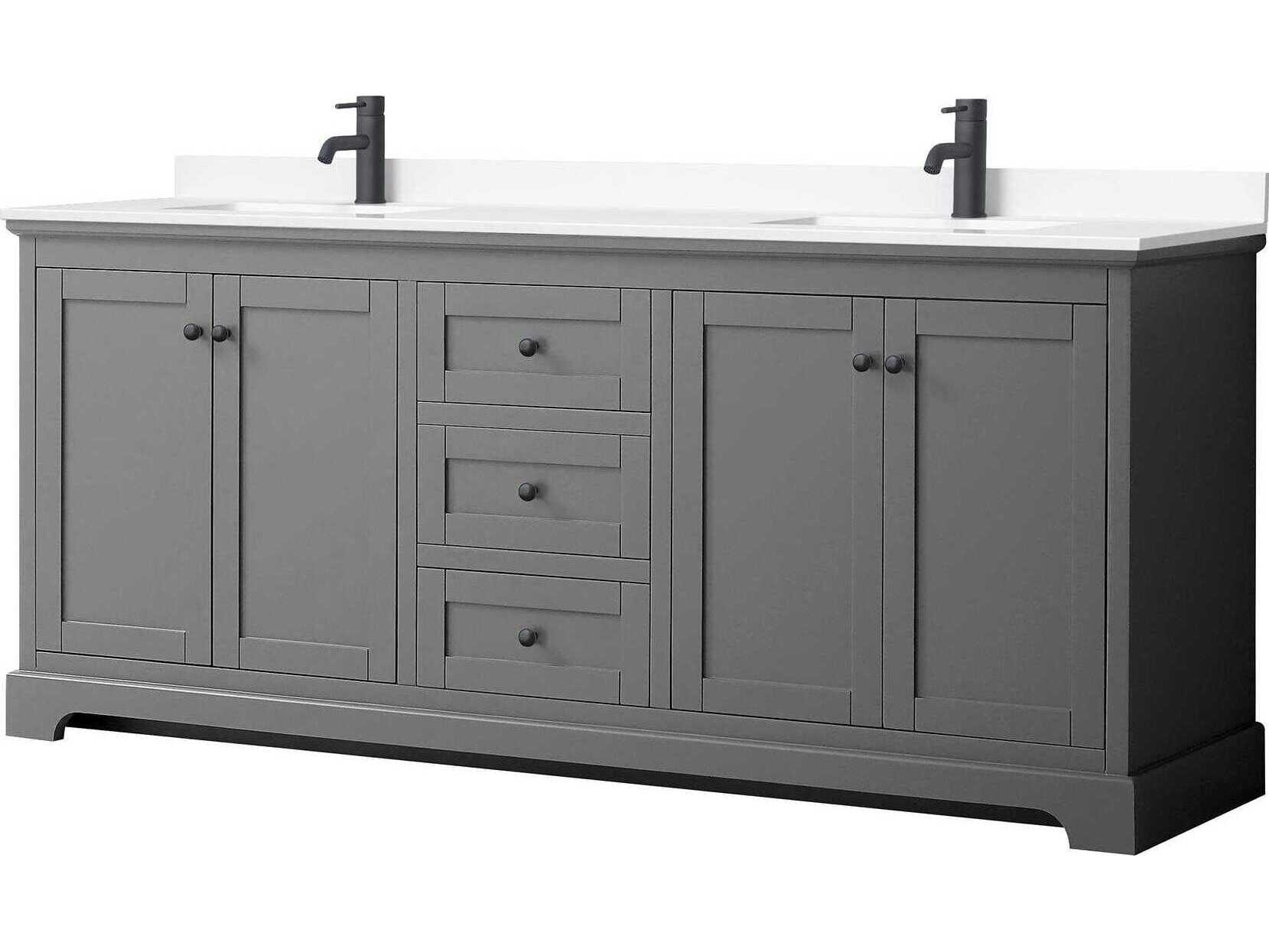 Wyndham Collection Avery 80" Dark Gray Vanity