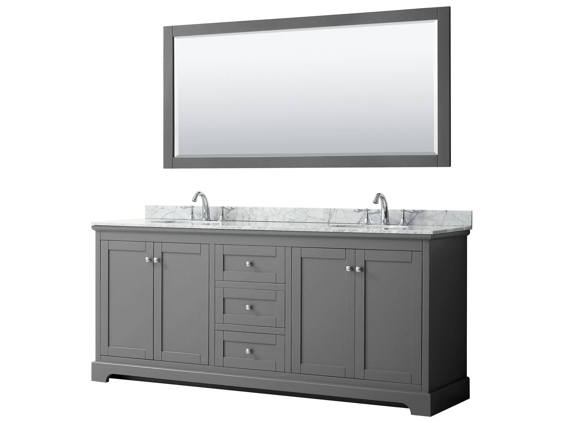 Wyndham Collection Avery 80" Dark Gray Vanity with 70" Mirror