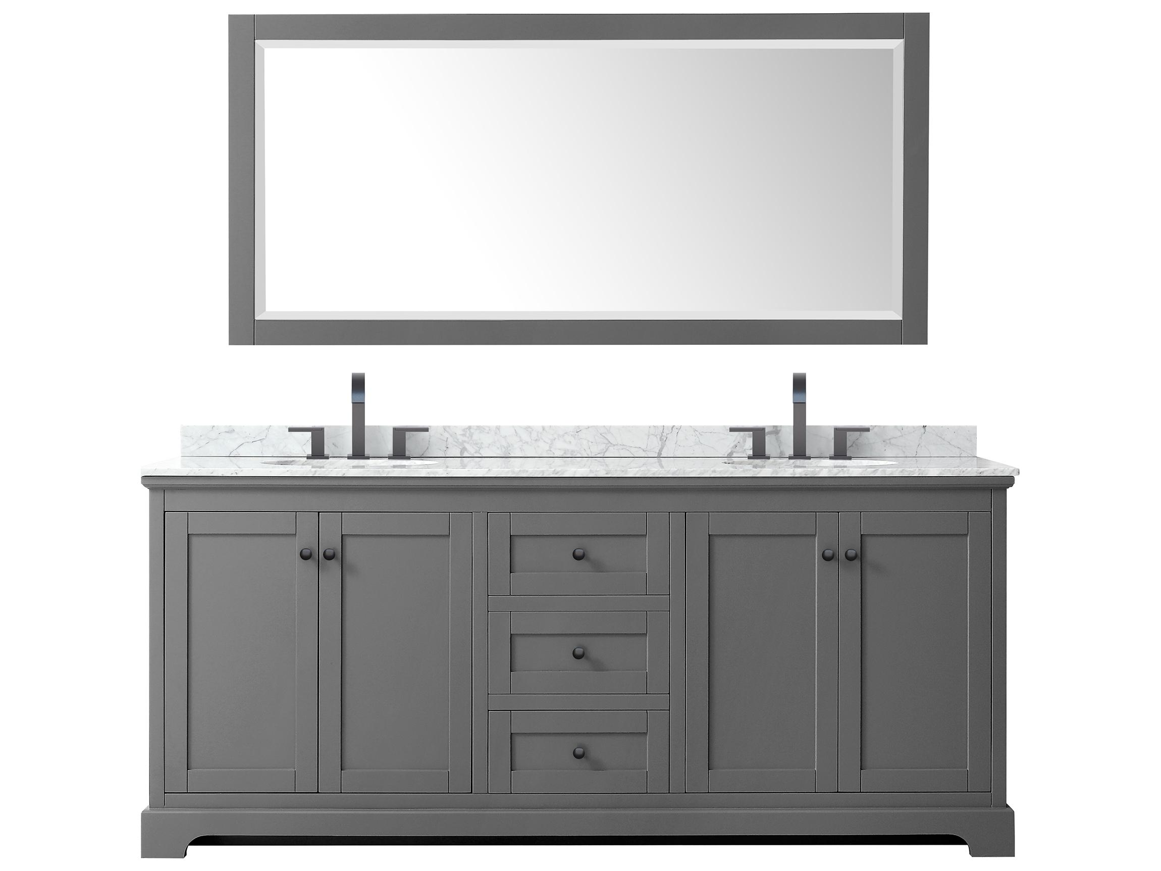 Wyndham Collection Avery 80" Dark Gray Vanity with 70" Mirror