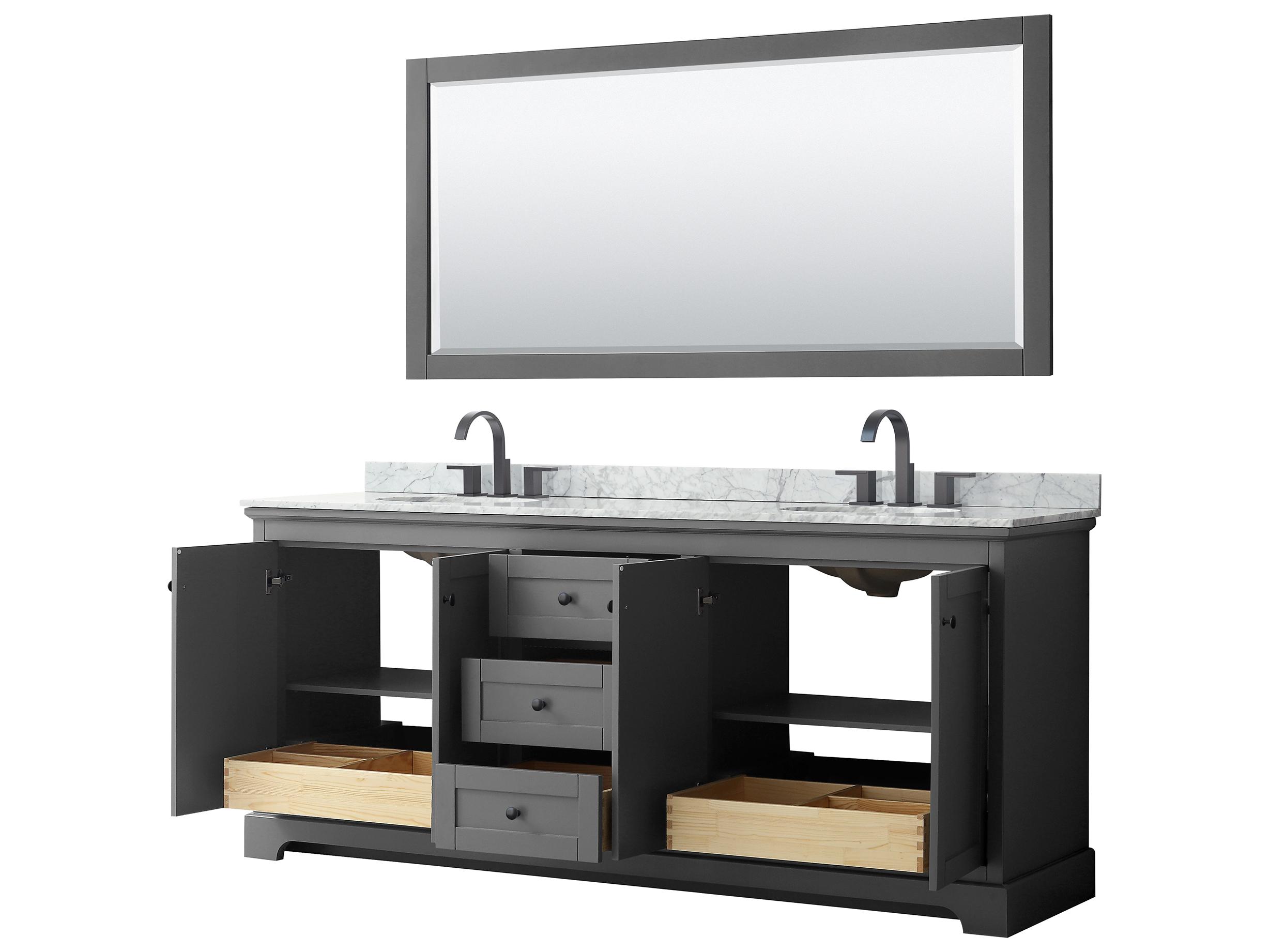 Wyndham Collection Avery 80" Dark Gray Vanity with 70" Mirror