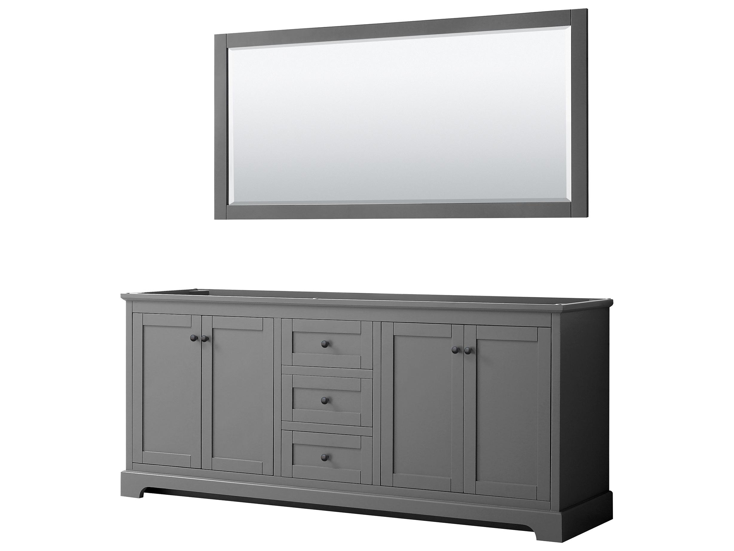 Wyndham Collection Avery 79" Dark Gray Vanity with 70" Mirror