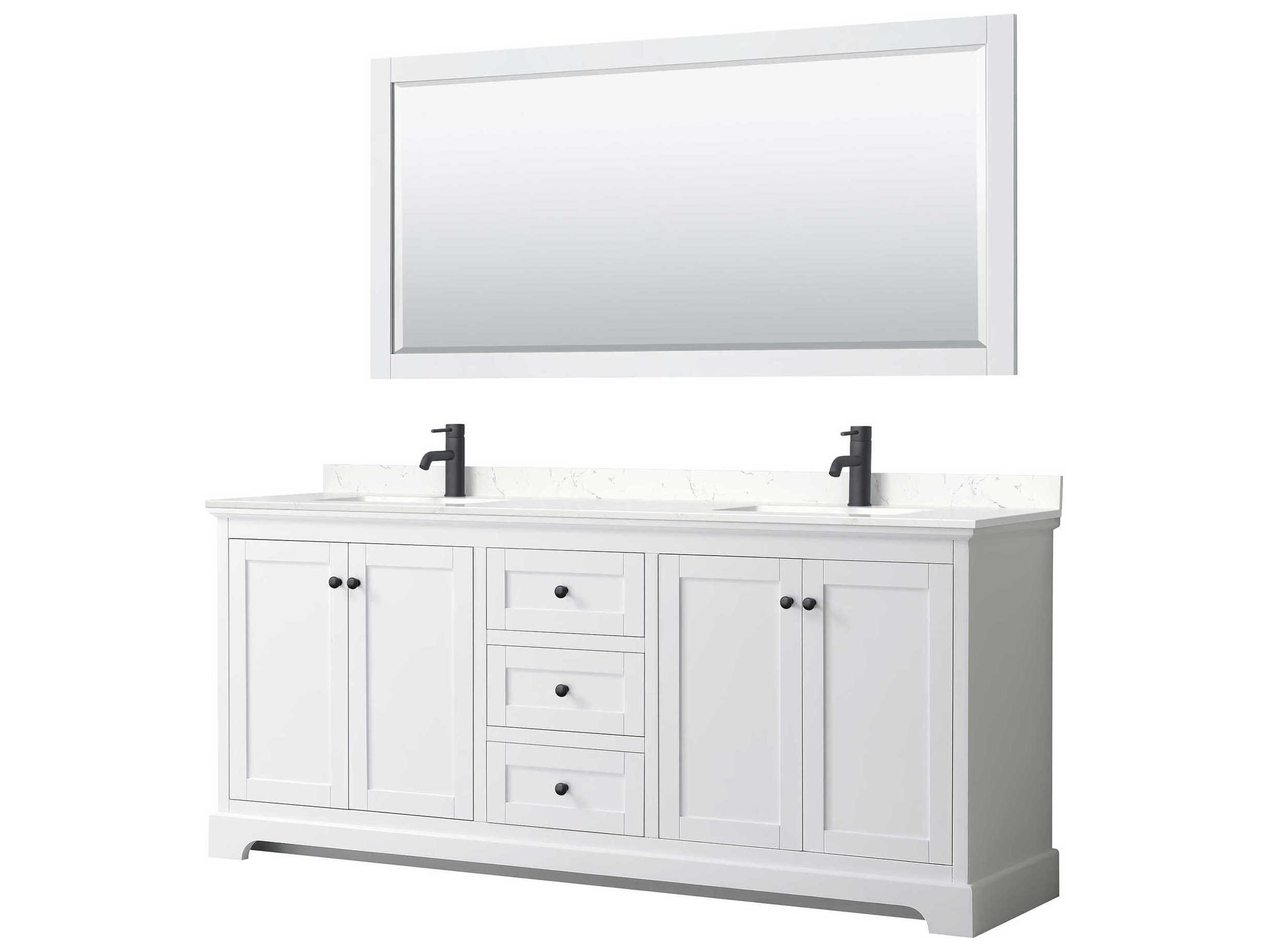 Wyndham Collection Avery 80" White Vanity with 70" Mirror