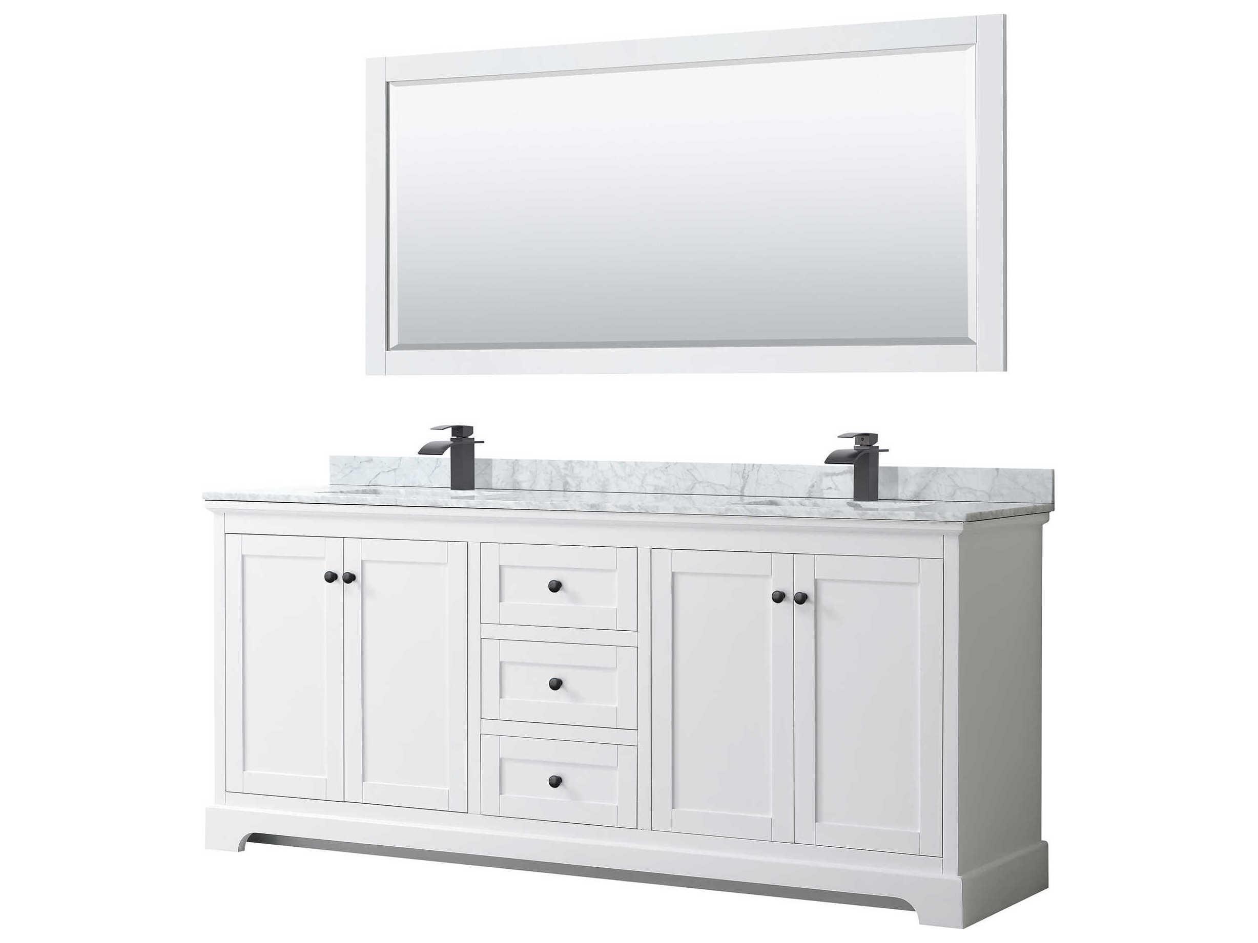 Wyndham Collection Avery 80" White Vanity with 70" Mirror