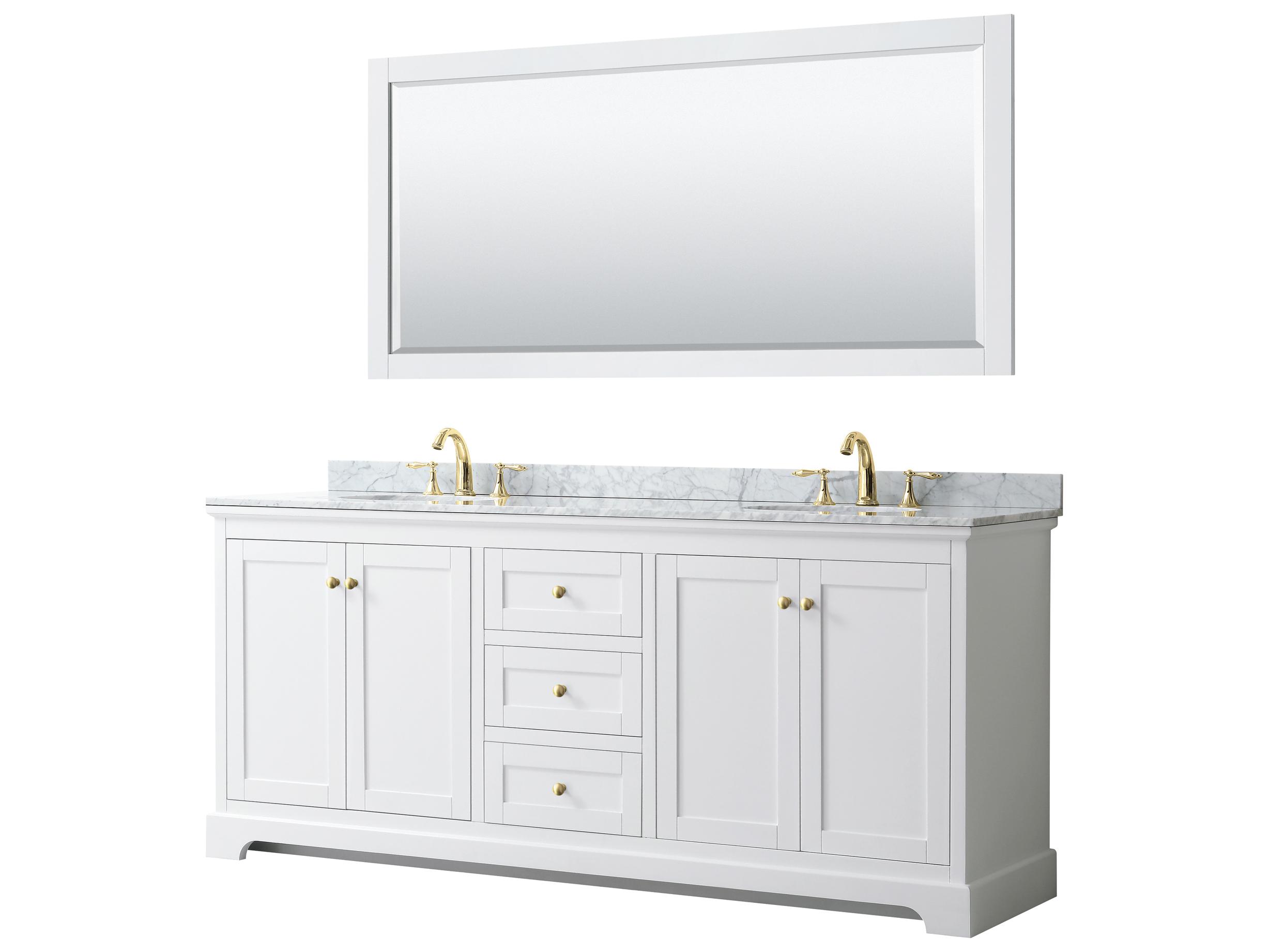 Wyndham Collection Avery 80" White Vanity with 70" Mirror