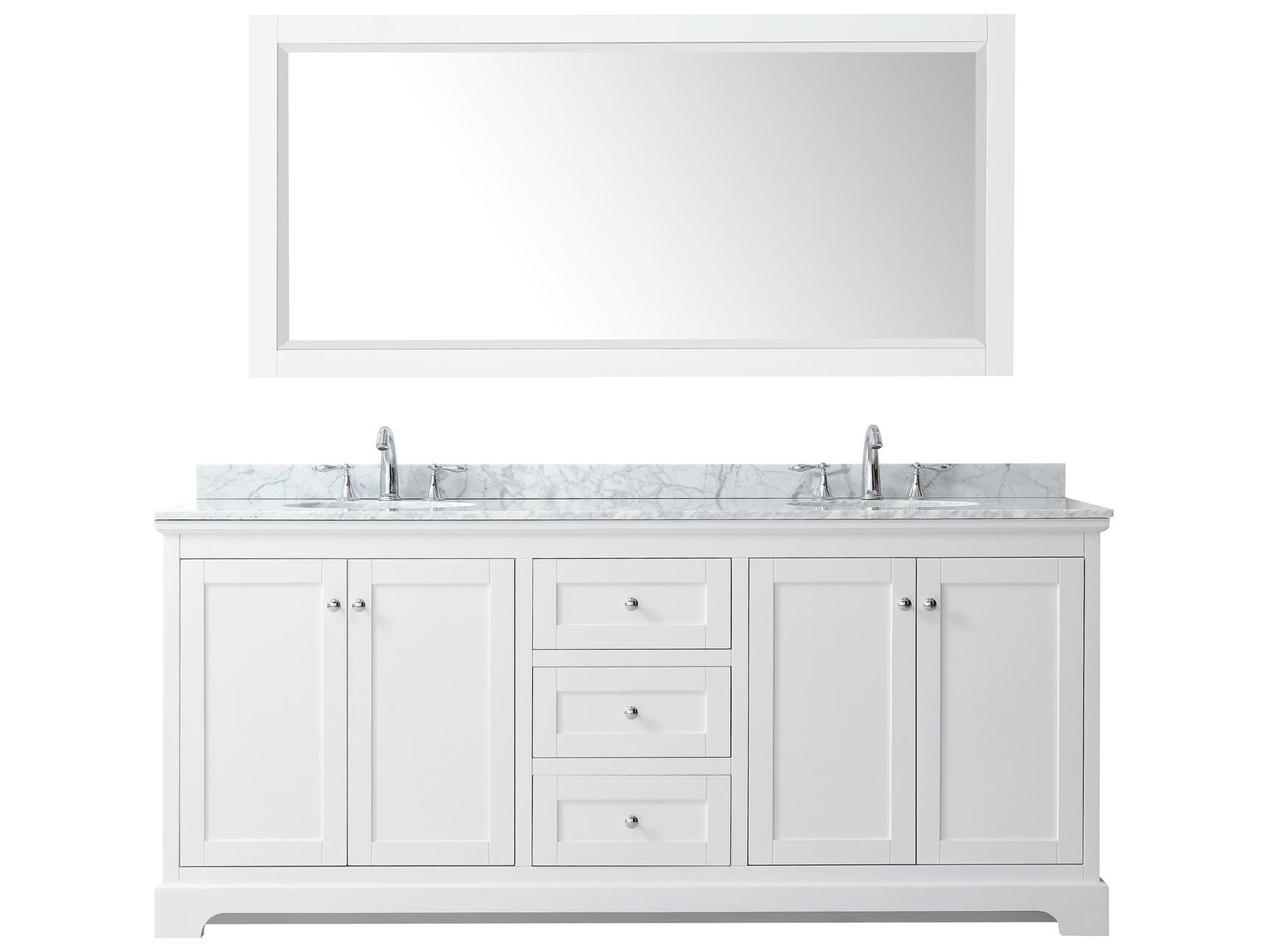 Wyndham Collection Avery 80" White Vanity with 70" Mirror