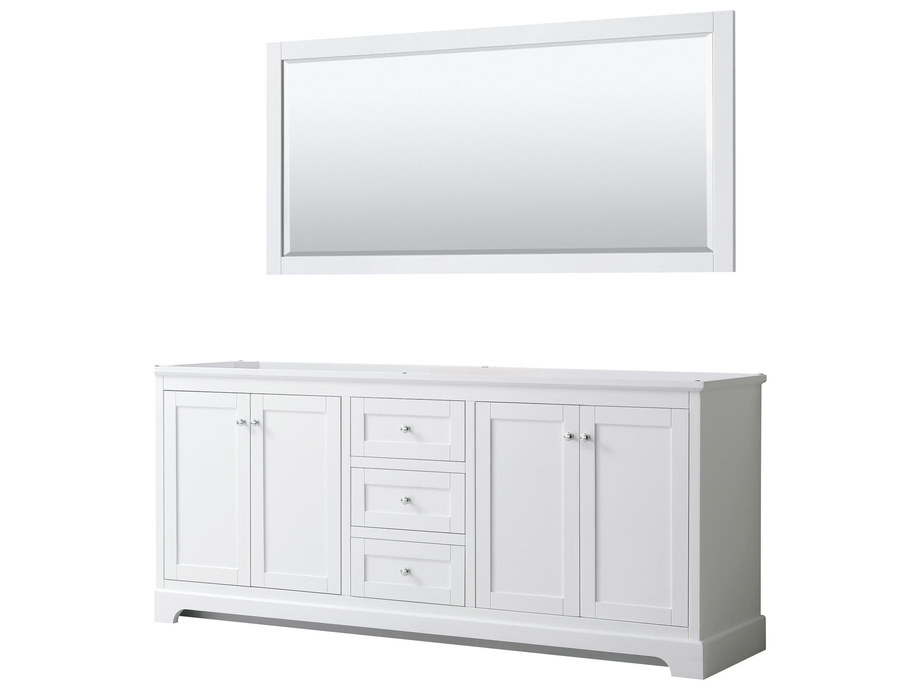 Wyndham Collection Avery 79" White Vanity with 70" Mirror