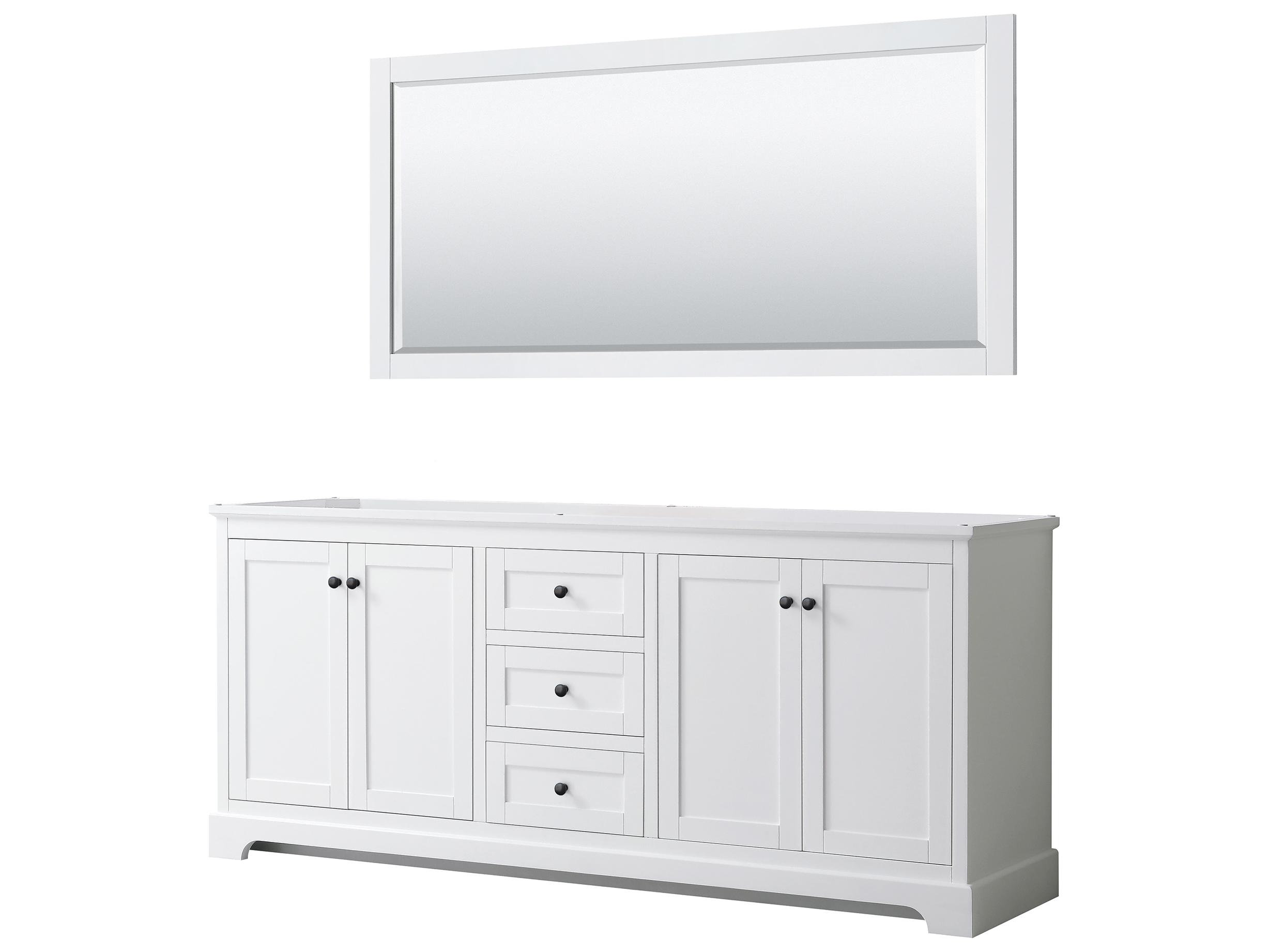 Wyndham Collection Avery 79" White Vanity with 70" Mirror