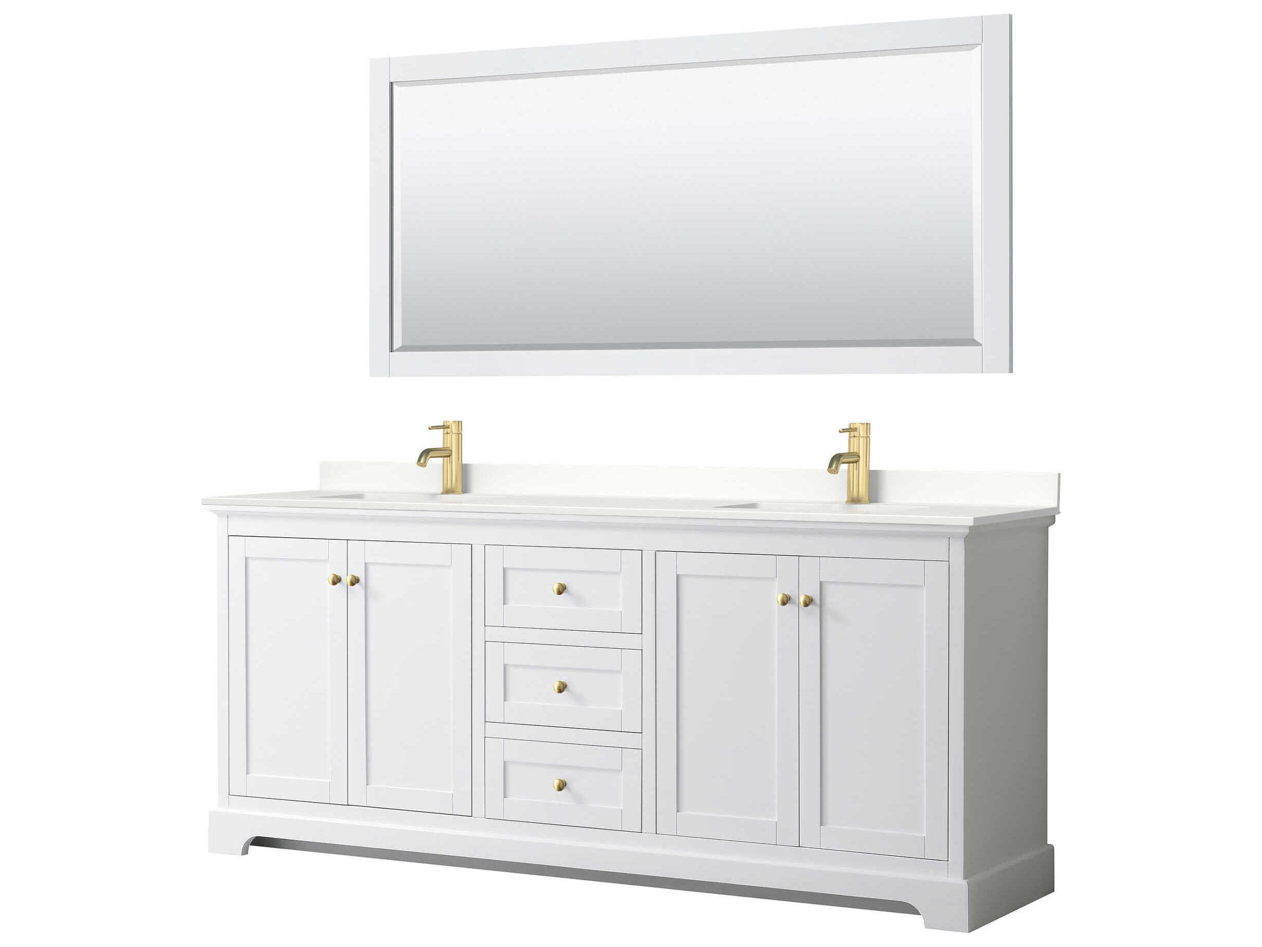 Wyndham Collection Avery 80" White Vanity with 70" Mirror