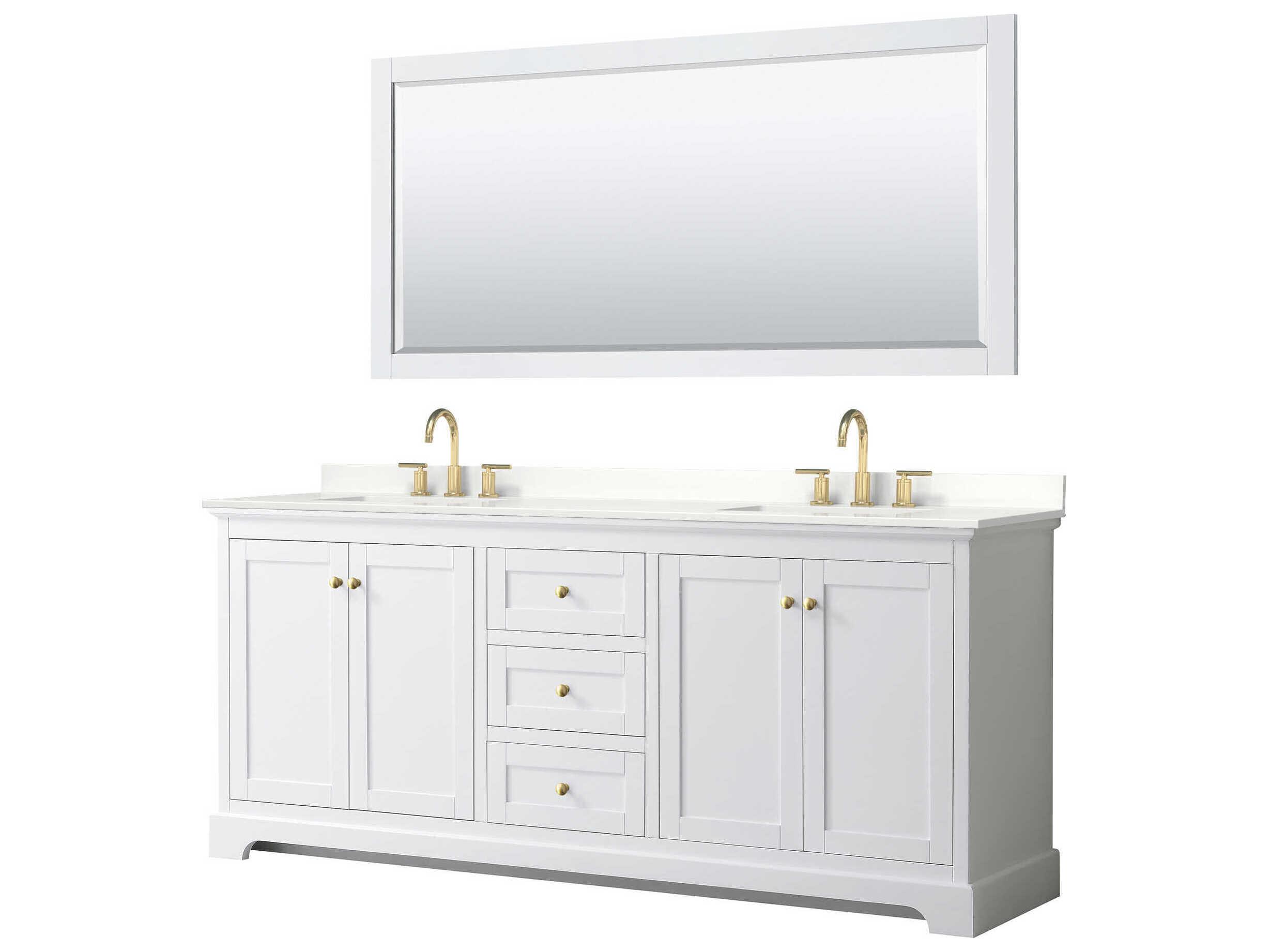 Wyndham Collection Avery 80" White Vanity with 70" Mirror