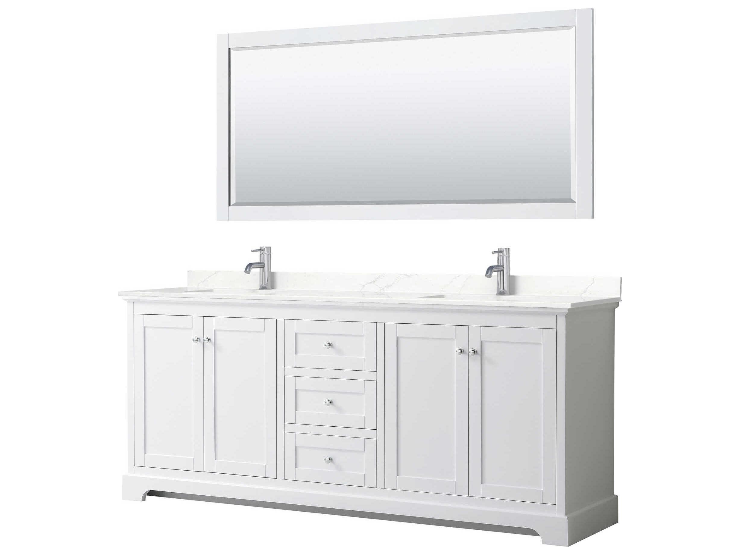 Wyndham Collection Avery 80" White Vanity with 70" Mirror