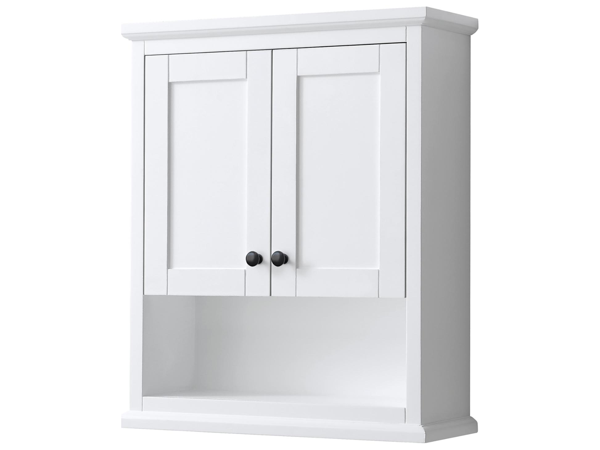 Wyndham Collection Avery White Over-the-Toilet Bathroom Wall-Mounted Storage Cabinet
