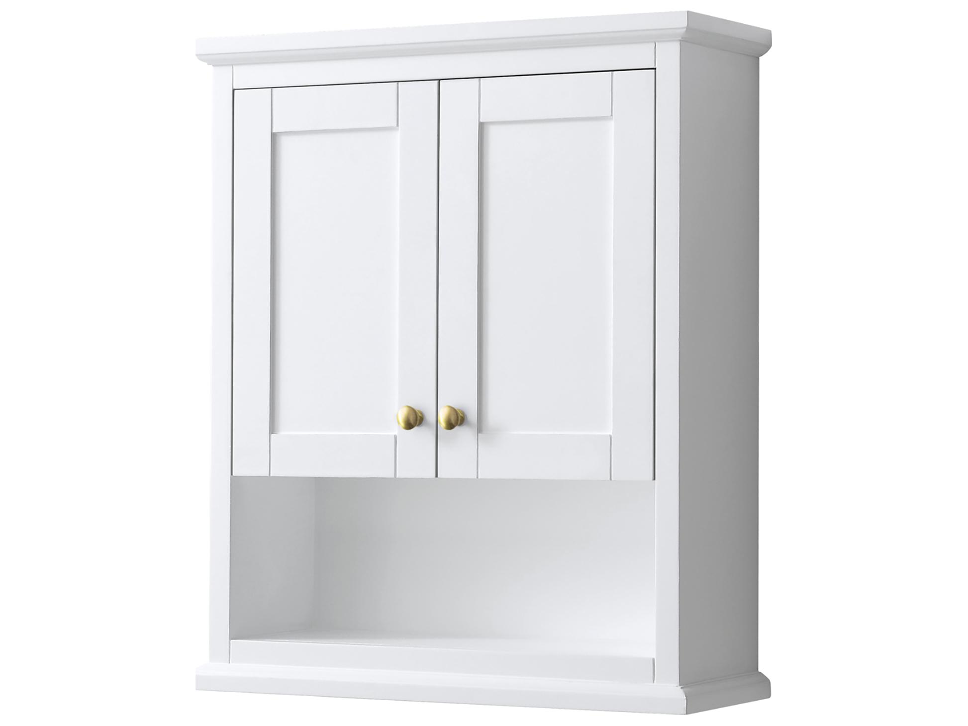 Wyndham Collection Avery White Over-the-Toilet Bathroom Wall-Mounted Storage Cabinet