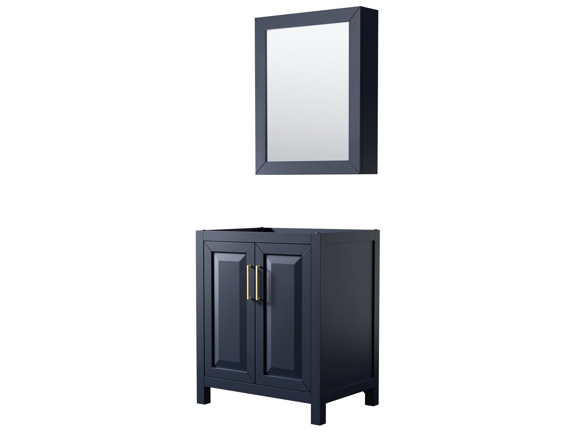 Wyndham Collection Daria 29" Dark Blue Vanity with Medicine Cabinet