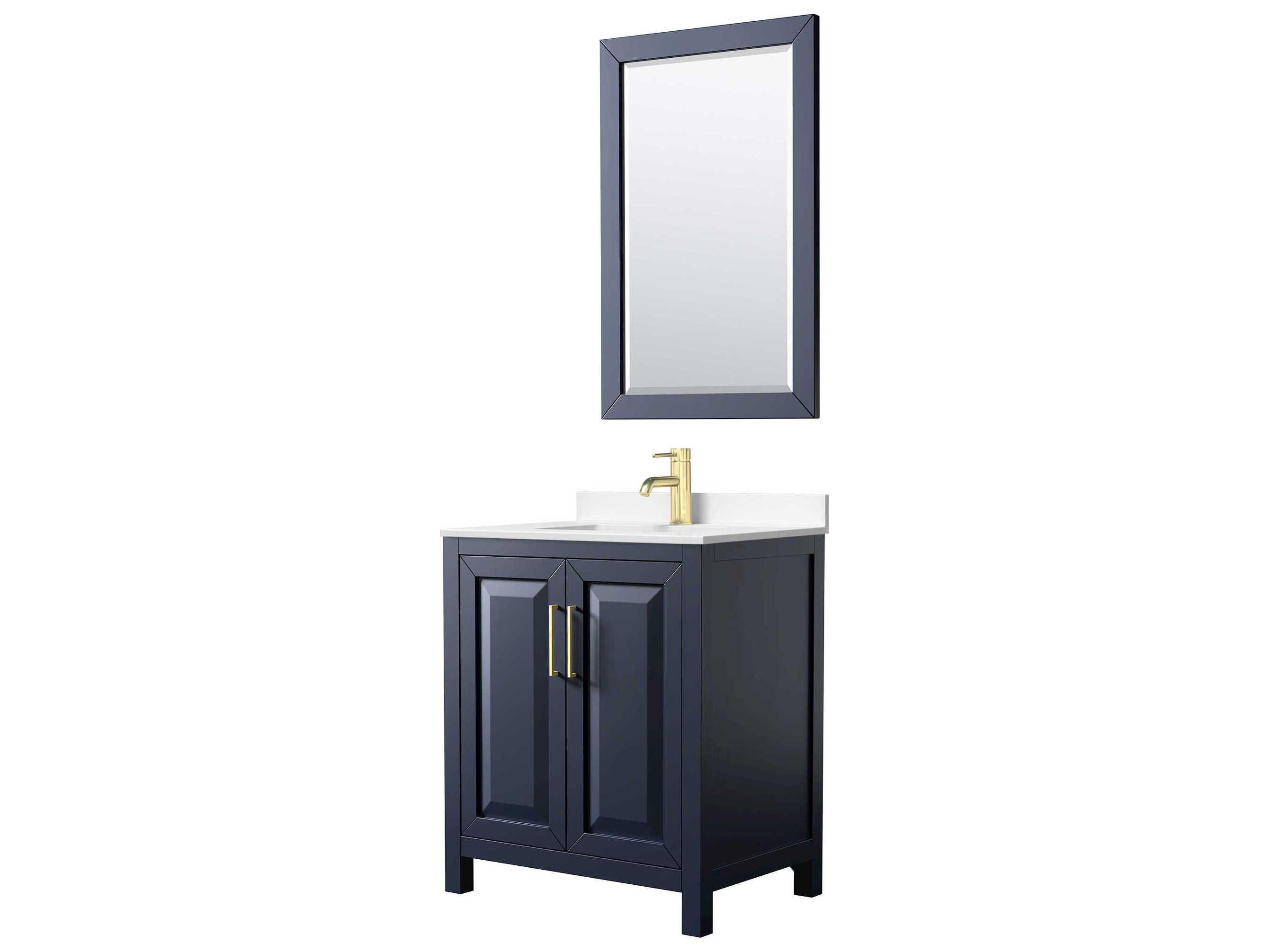 Wyndham Collection Daria 30" Dark Blue Vanity with 24" Mirror