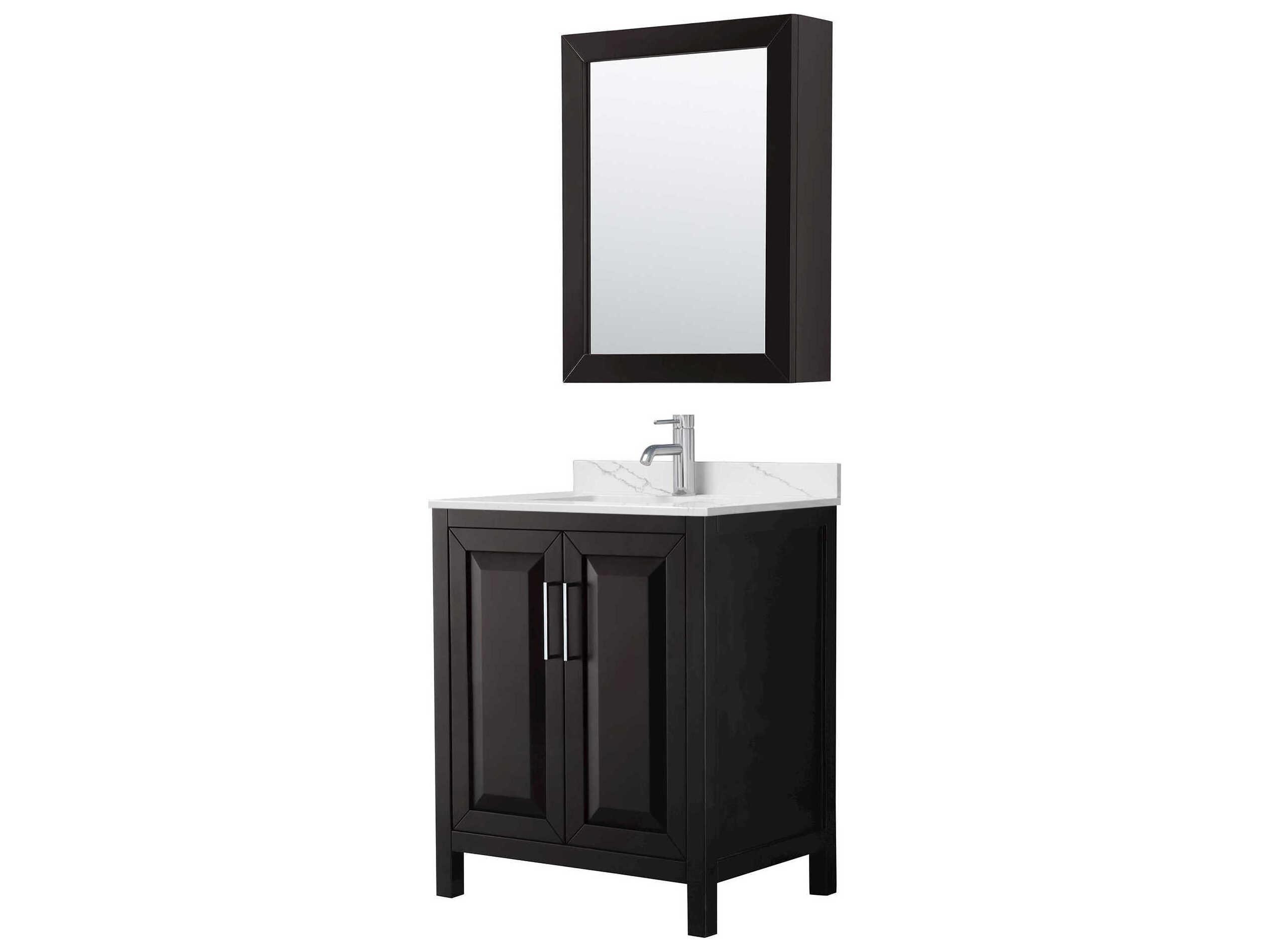 Wyndham Collection Daria 30" Dark Espresso Vanity with Medicine Cabinet