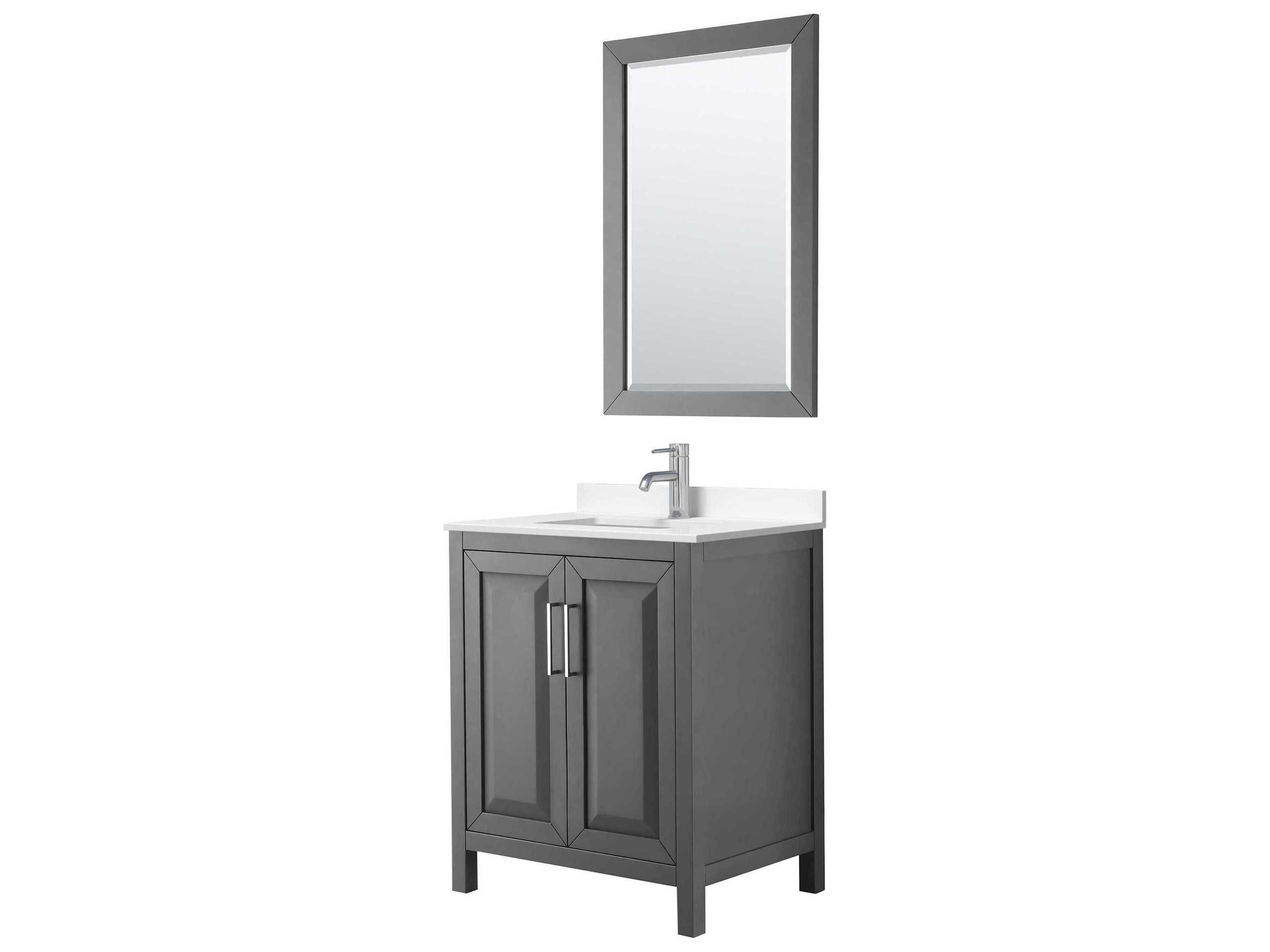 Wyndham Collection Daria 30" Dark Gray Vanity with 24" Mirror