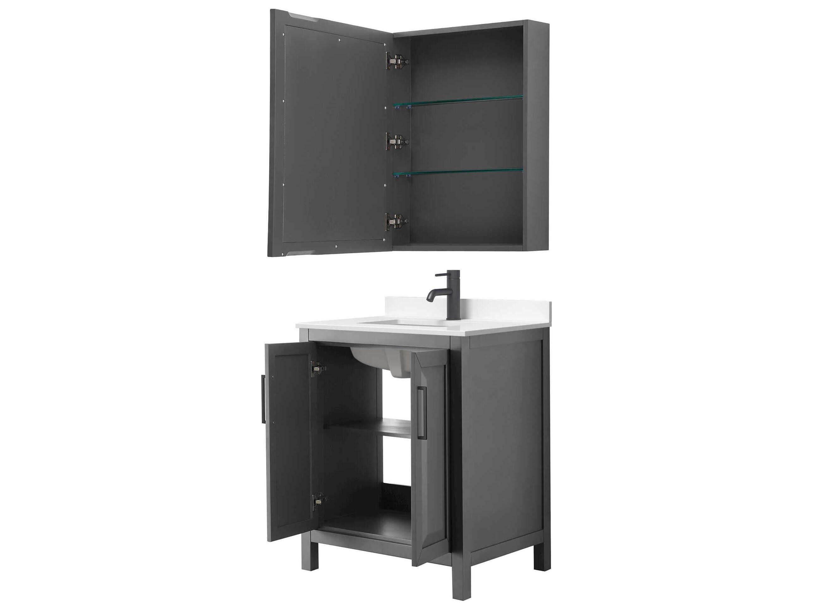 Wyndham Collection Daria 30" Dark Gray Vanity with Medicine Cabinet