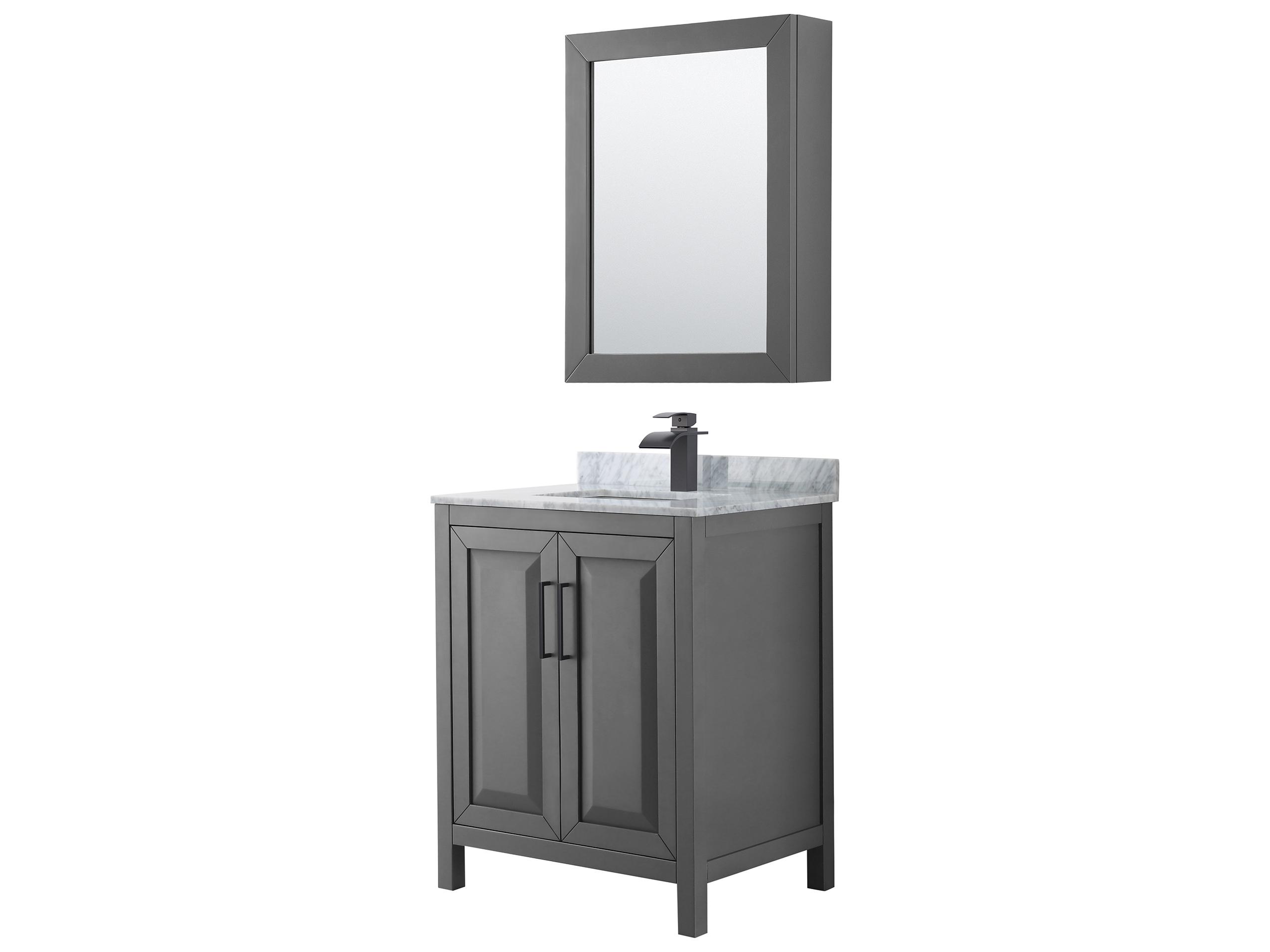 Wyndham Collection Daria 30" Dark Gray Vanity with Medicine Cabinet