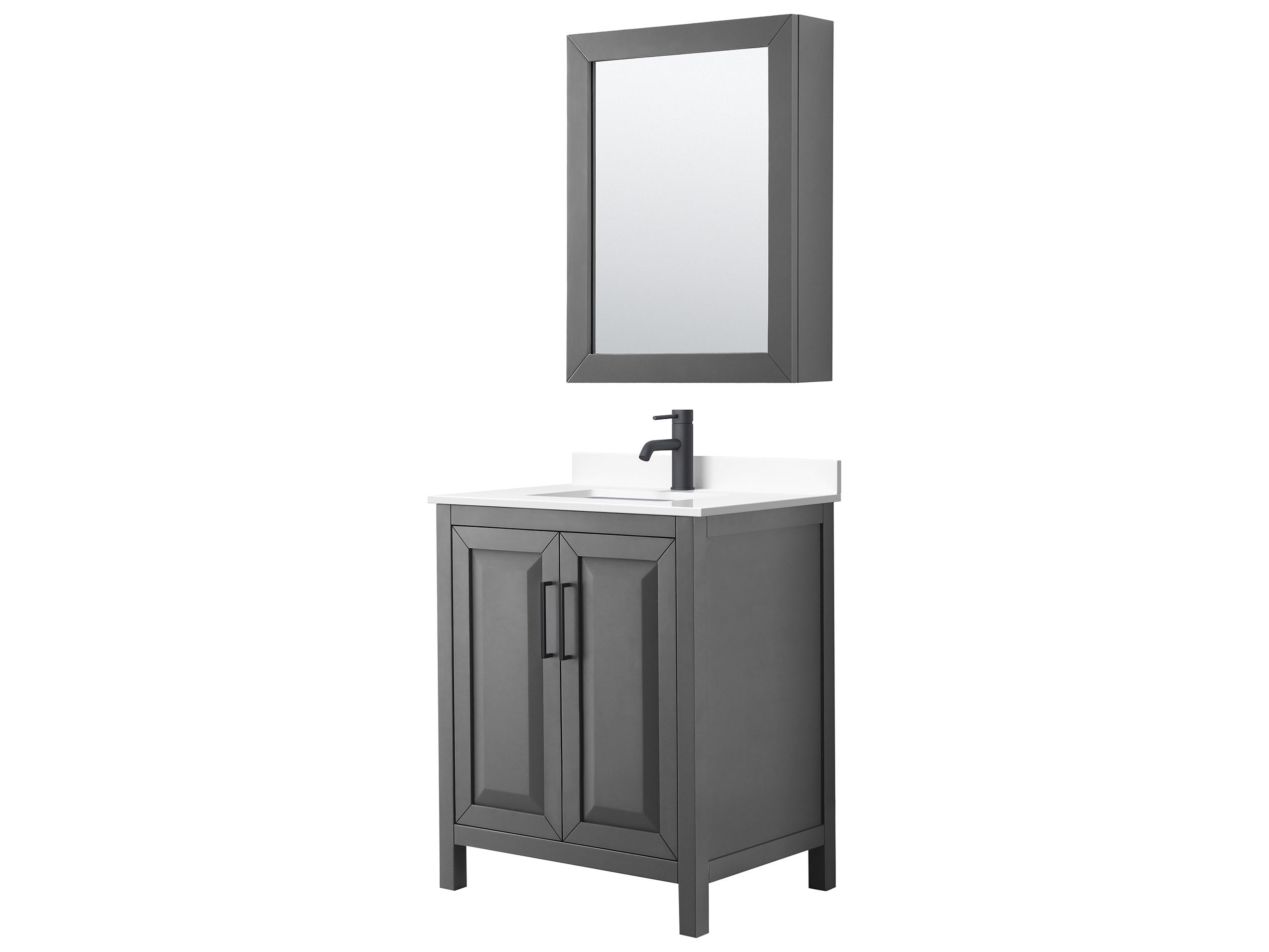 Wyndham Collection Daria 30" Dark Gray Vanity with Medicine Cabinet