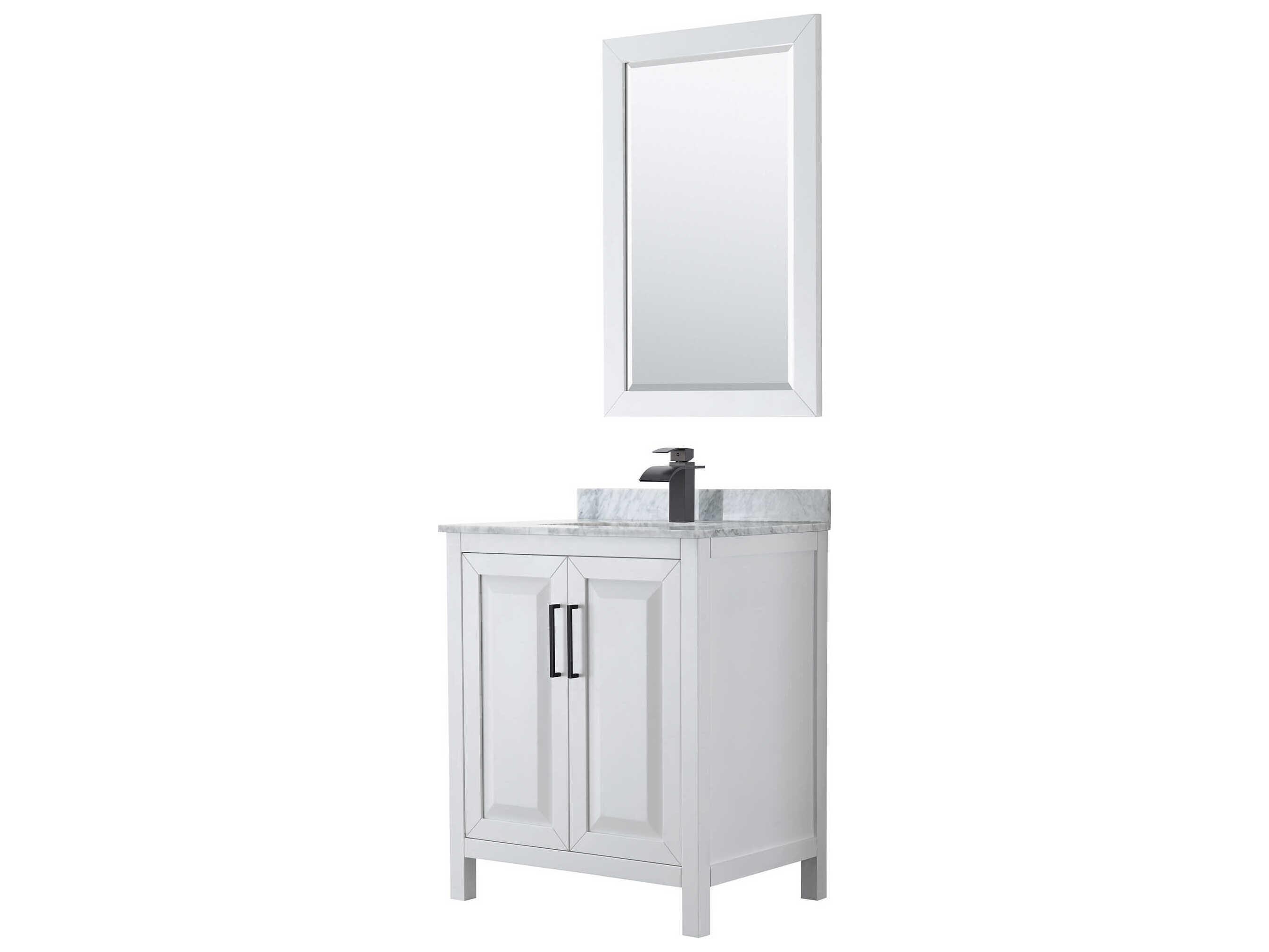 Wyndham Collection Daria 30" White Vanity with 24" Mirror