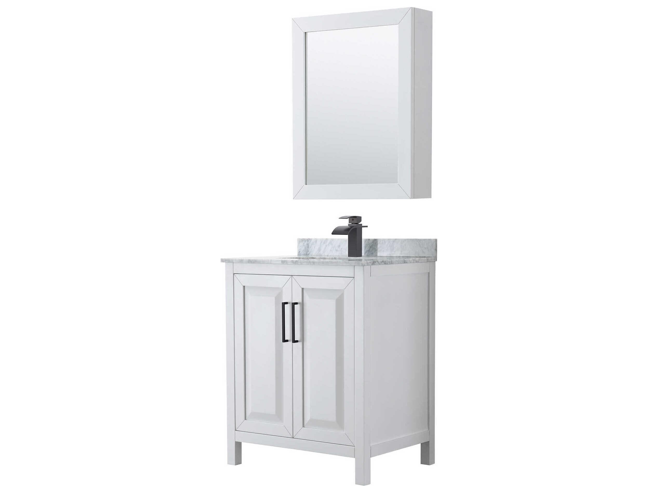 Wyndham Collection Daria 30" White Vanity with Medicine Cabinet