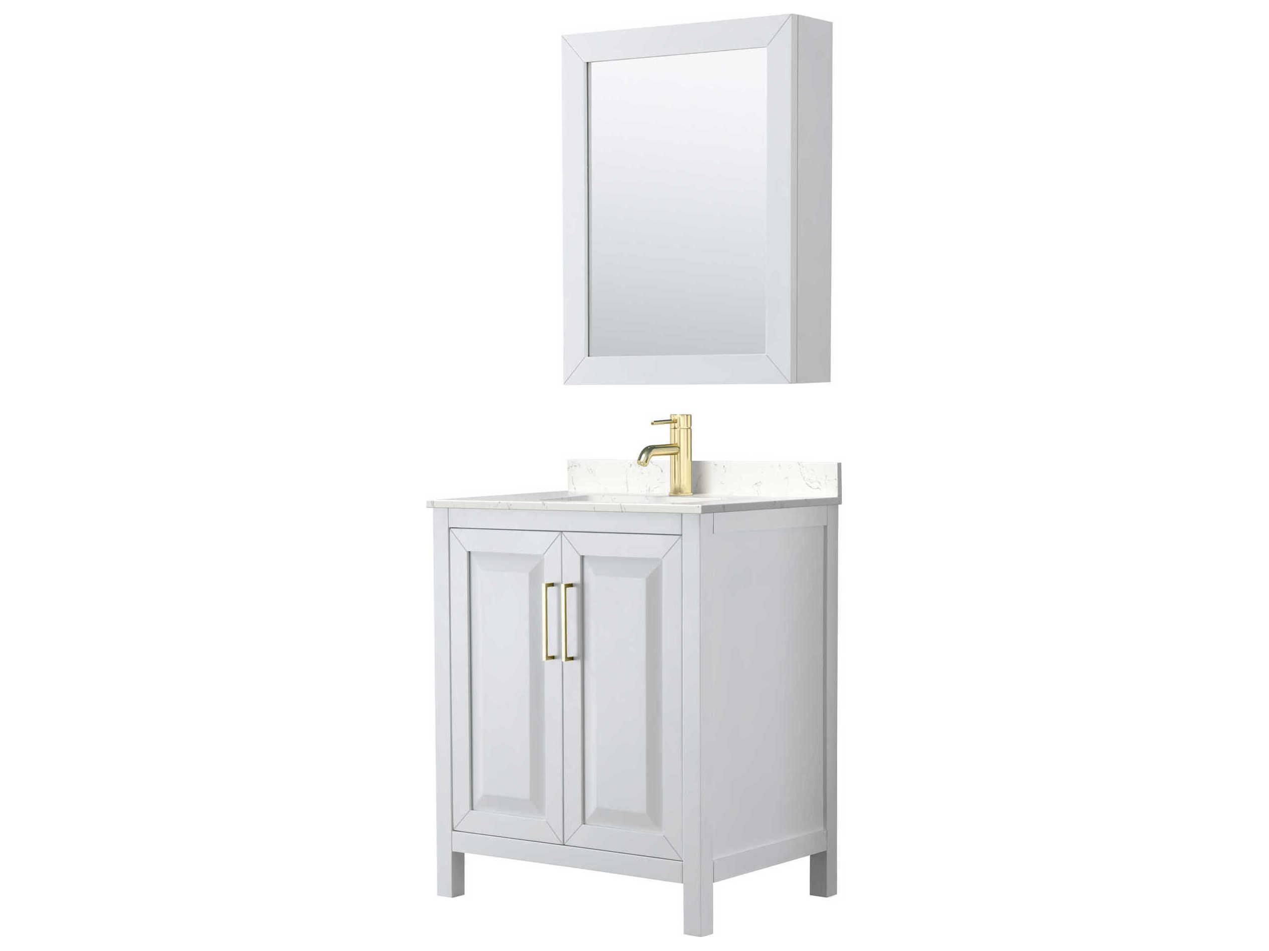Wyndham Collection Daria 30" White Vanity with Medicine Cabinet