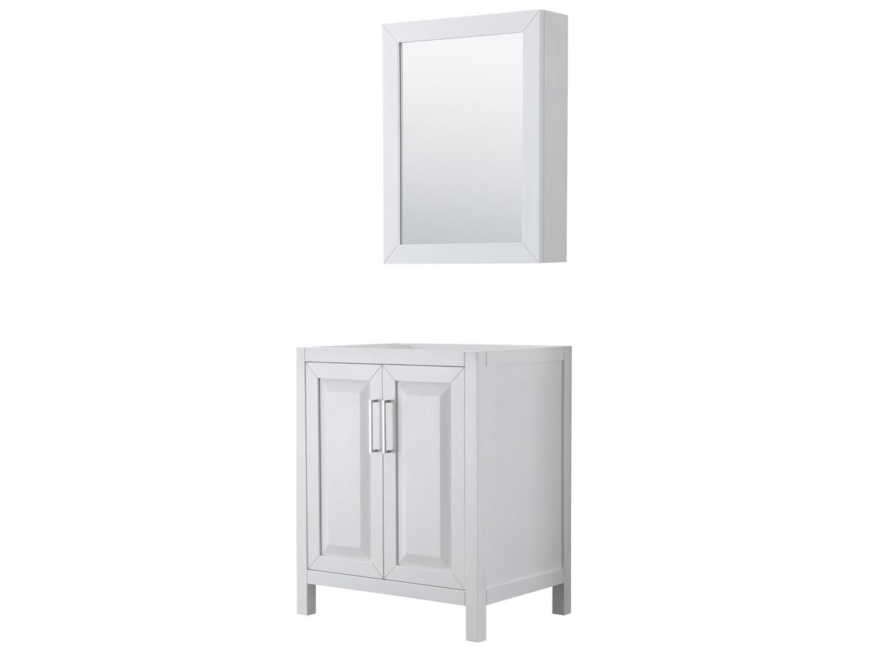 Wyndham Collection Daria 29" White Vanity with Medicine Cabinet
