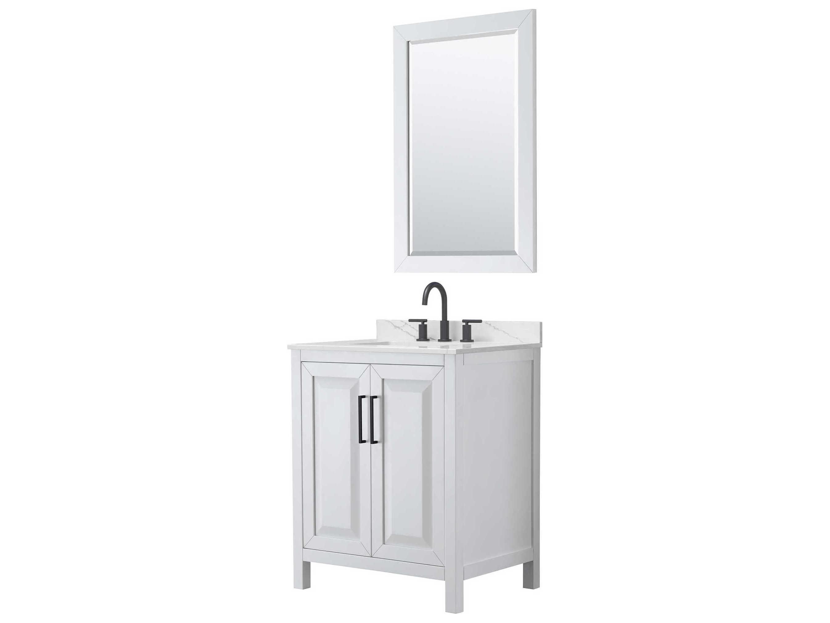 Wyndham Collection Daria 30" White Vanity with 24" Mirror
