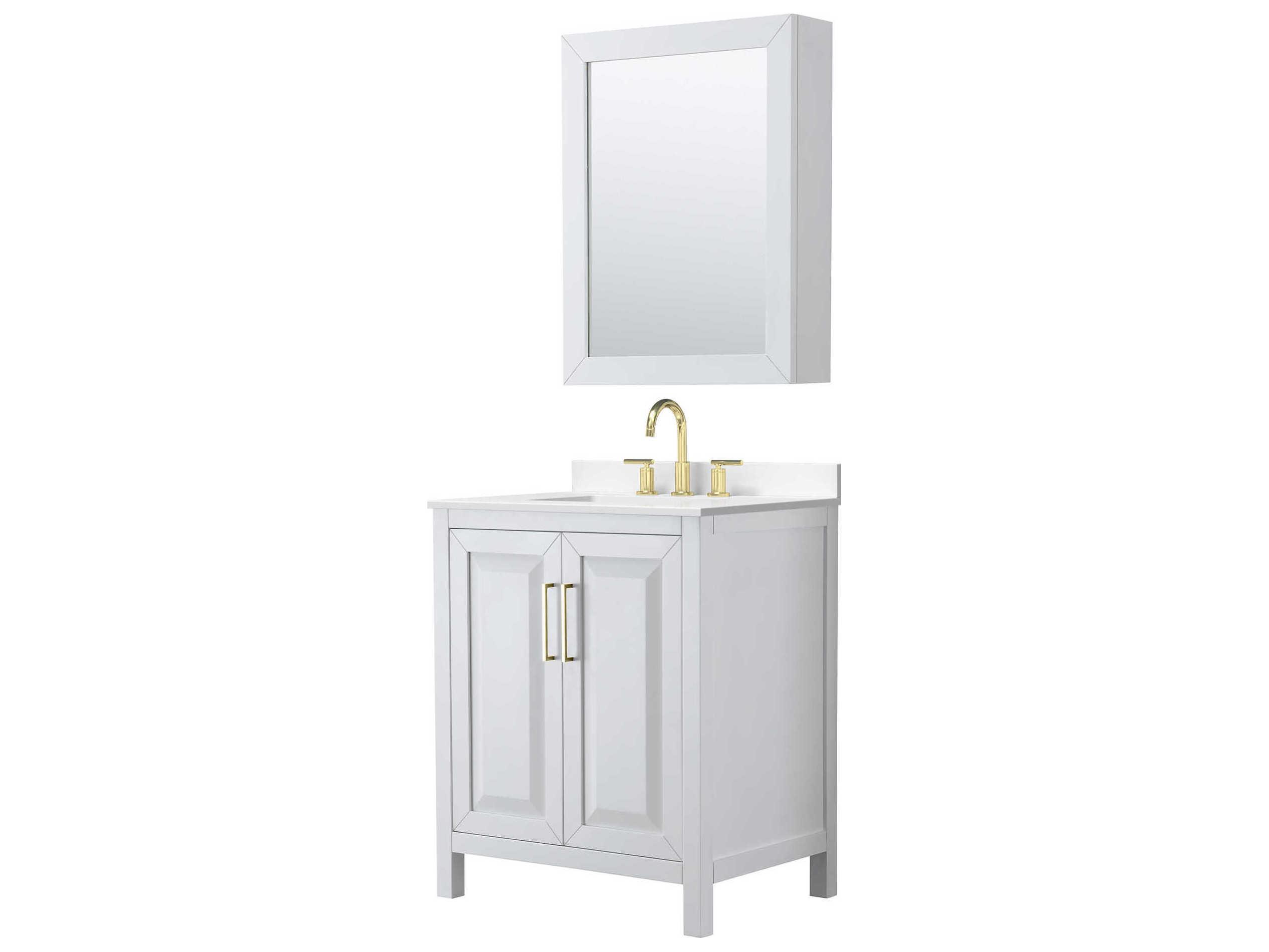 Wyndham Collection Daria 30" White Vanity with Medicine Cabinet