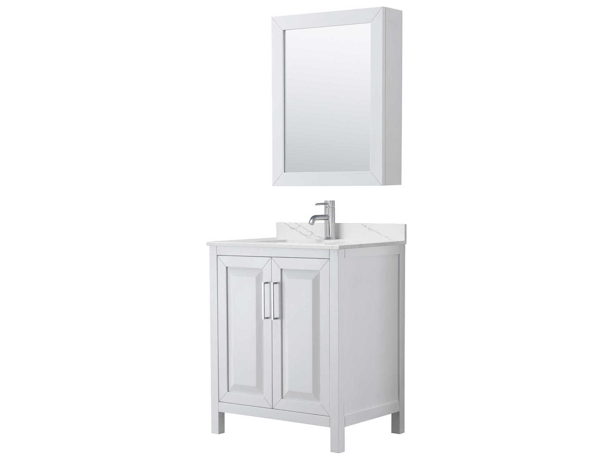 Wyndham Collection Daria 30" White Vanity with Medicine Cabinet