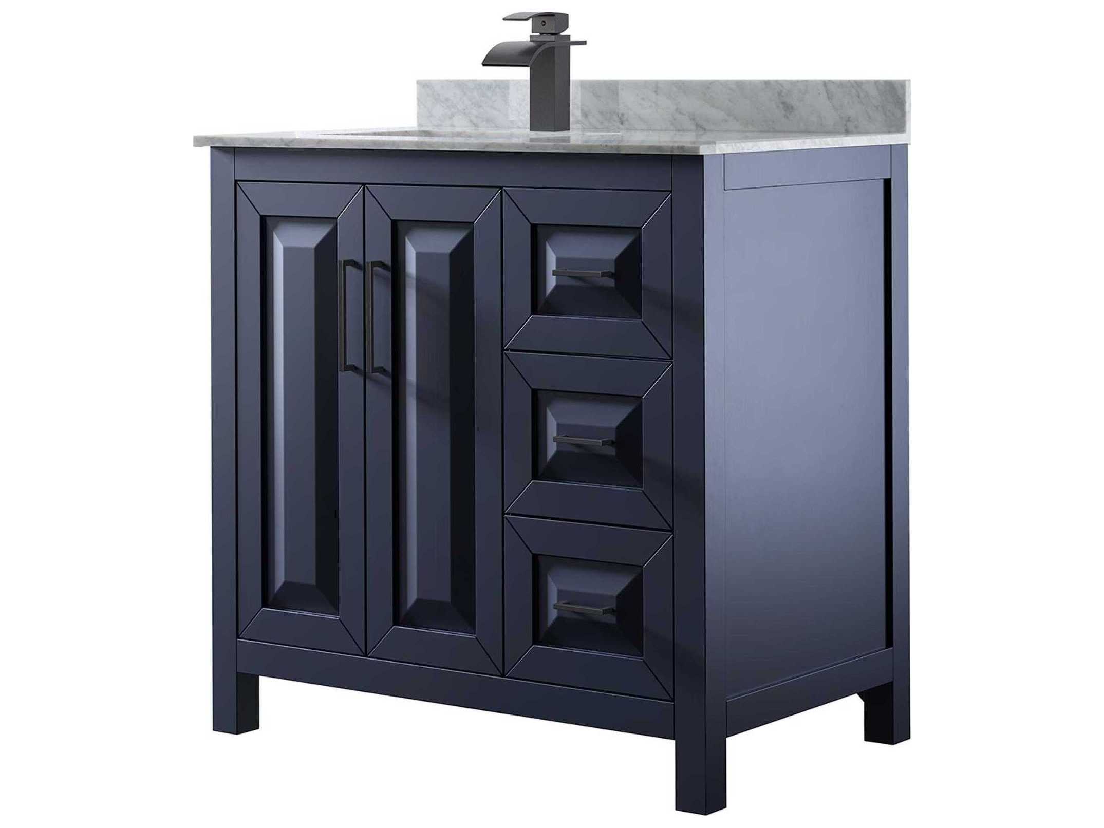 Wyndham Collection Daria 36" Dark Blue Vanity