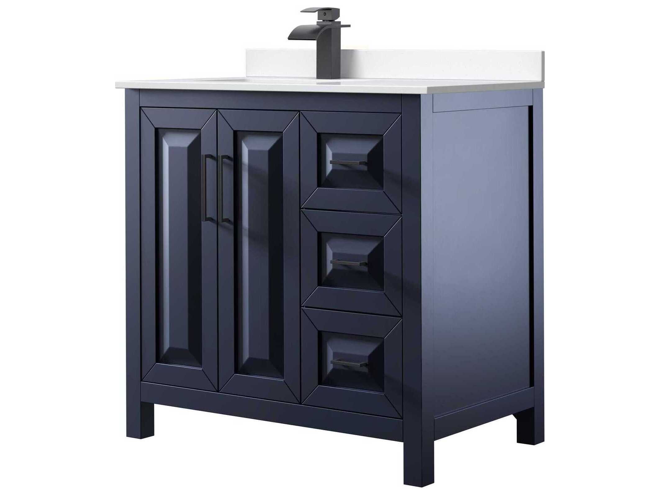 Wyndham Collection Daria 36" Dark Blue Vanity