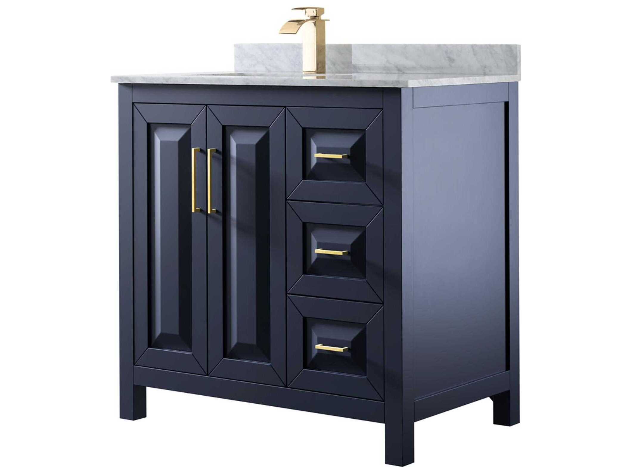 Wyndham Collection Daria 36" Dark Blue Vanity