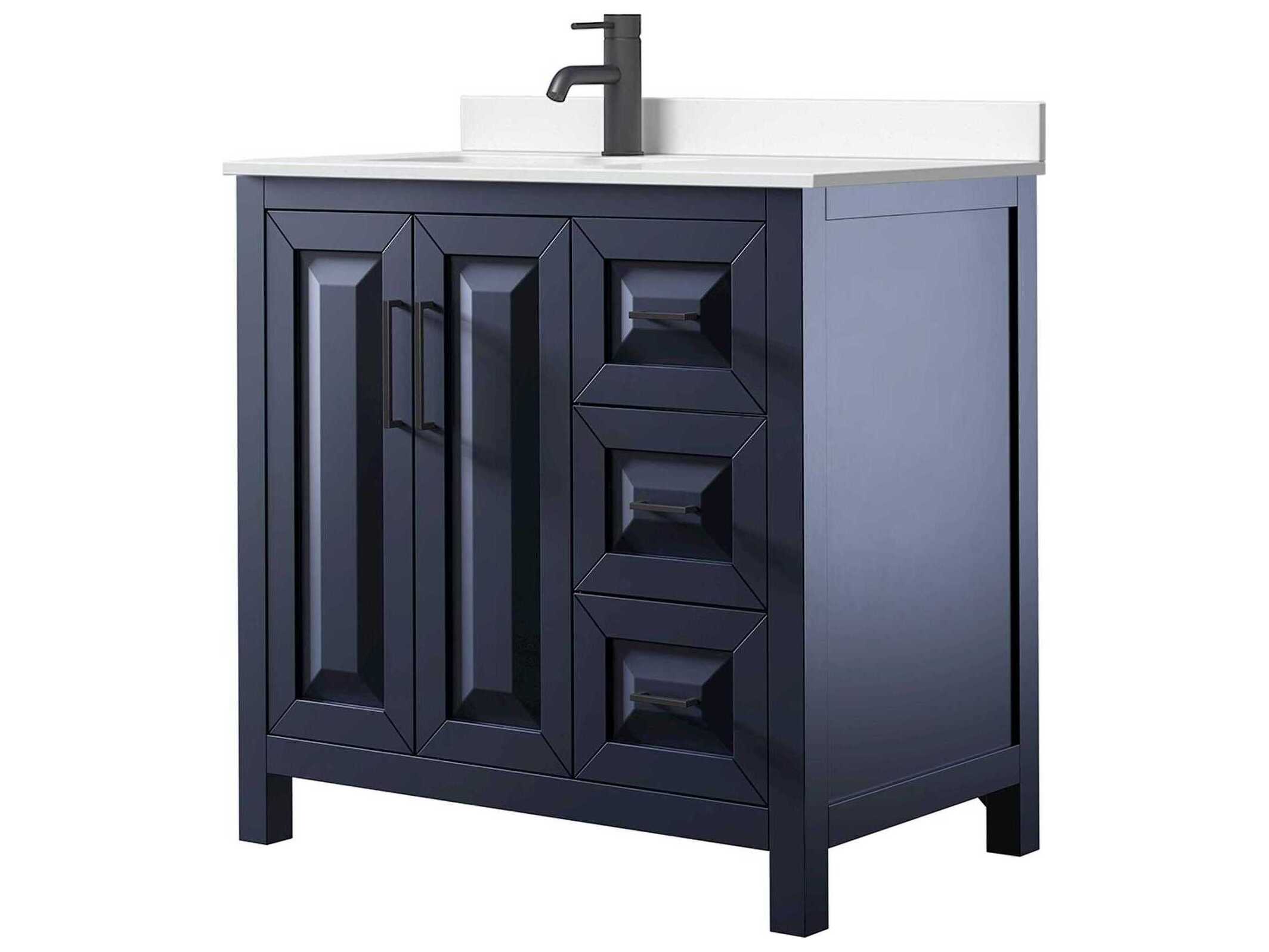 Wyndham Collection Daria 36" Dark Blue Vanity