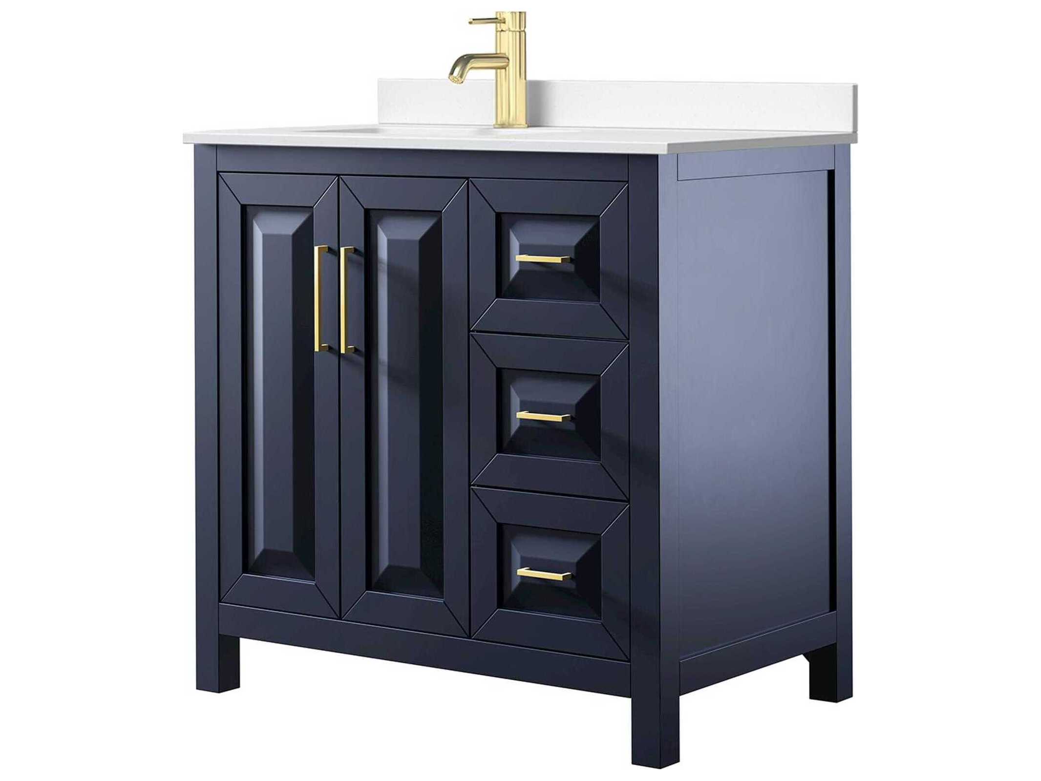 Wyndham Collection Daria 36" Dark Blue Vanity