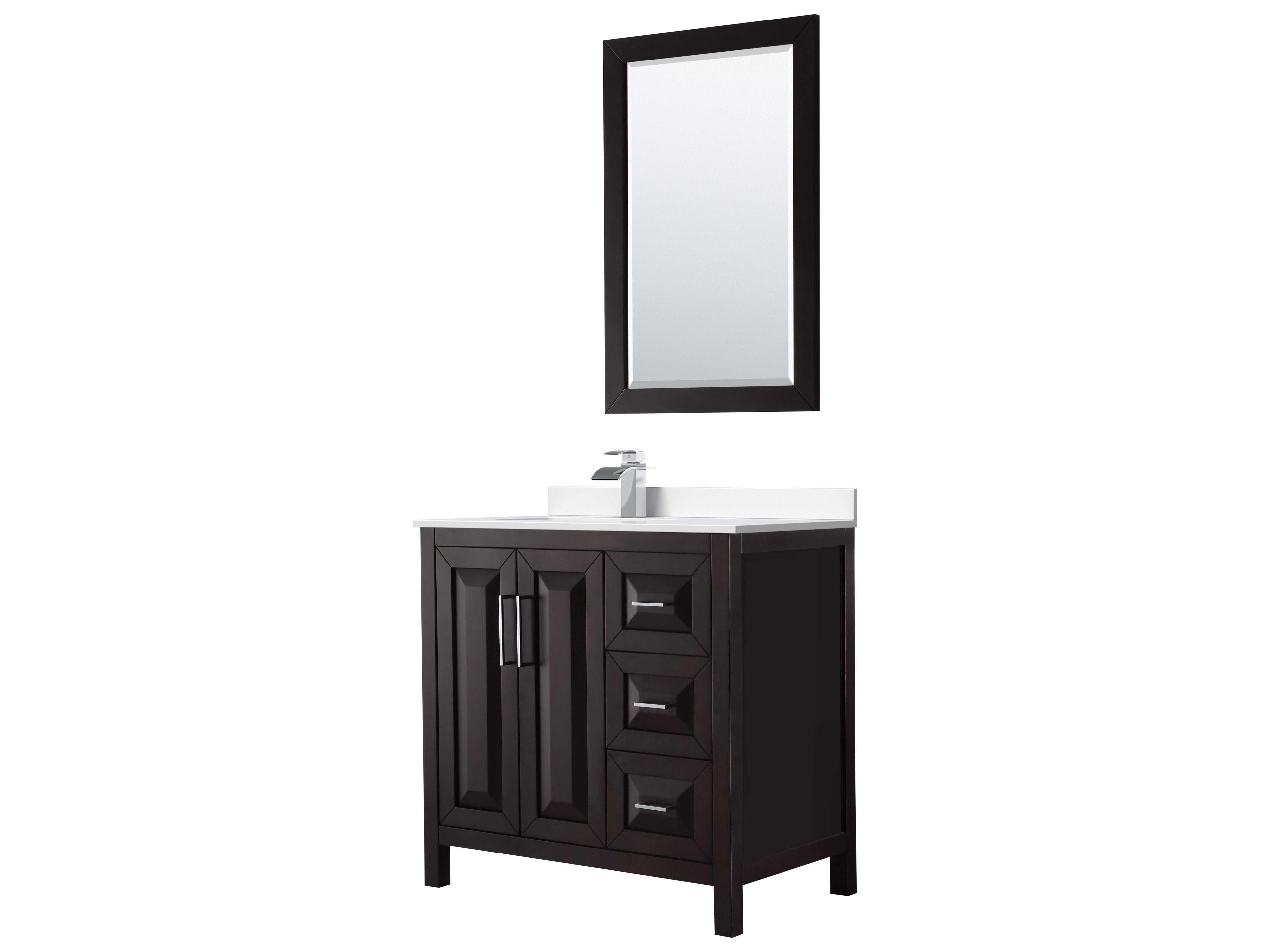 Wyndham Collection Daria 36" Dark Espresso Vanity with 24" Mirror