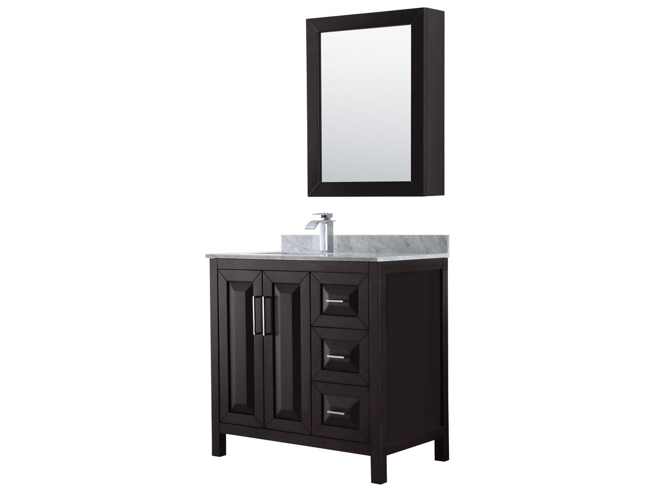 Wyndham Collection Daria 36" Dark Espresso Vanity with Medicine Cabinet