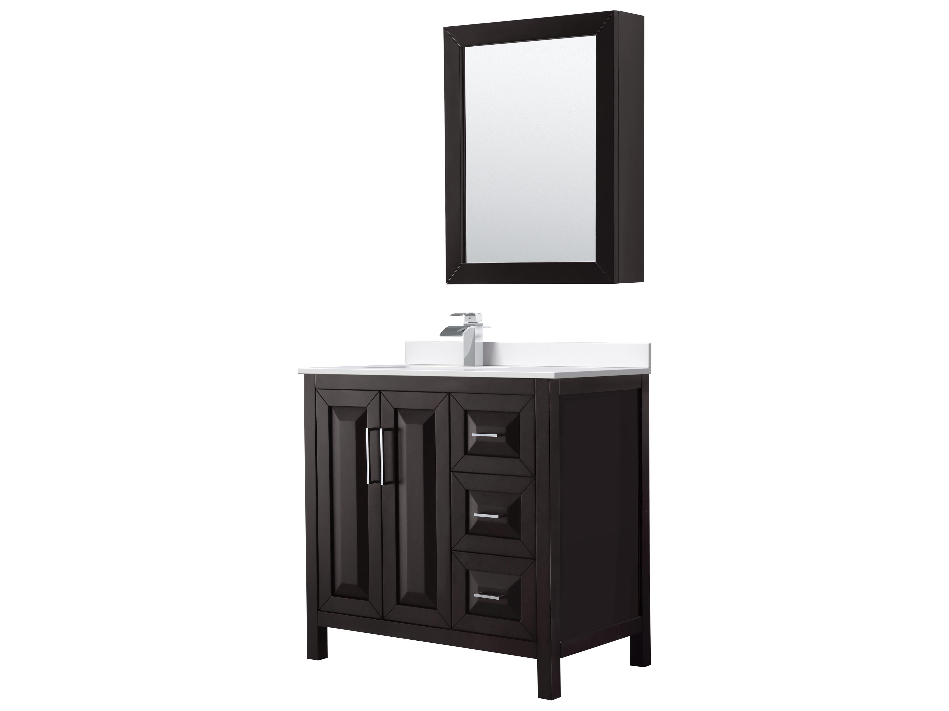 Wyndham Collection Daria 36" Dark Espresso Vanity with Medicine Cabinet