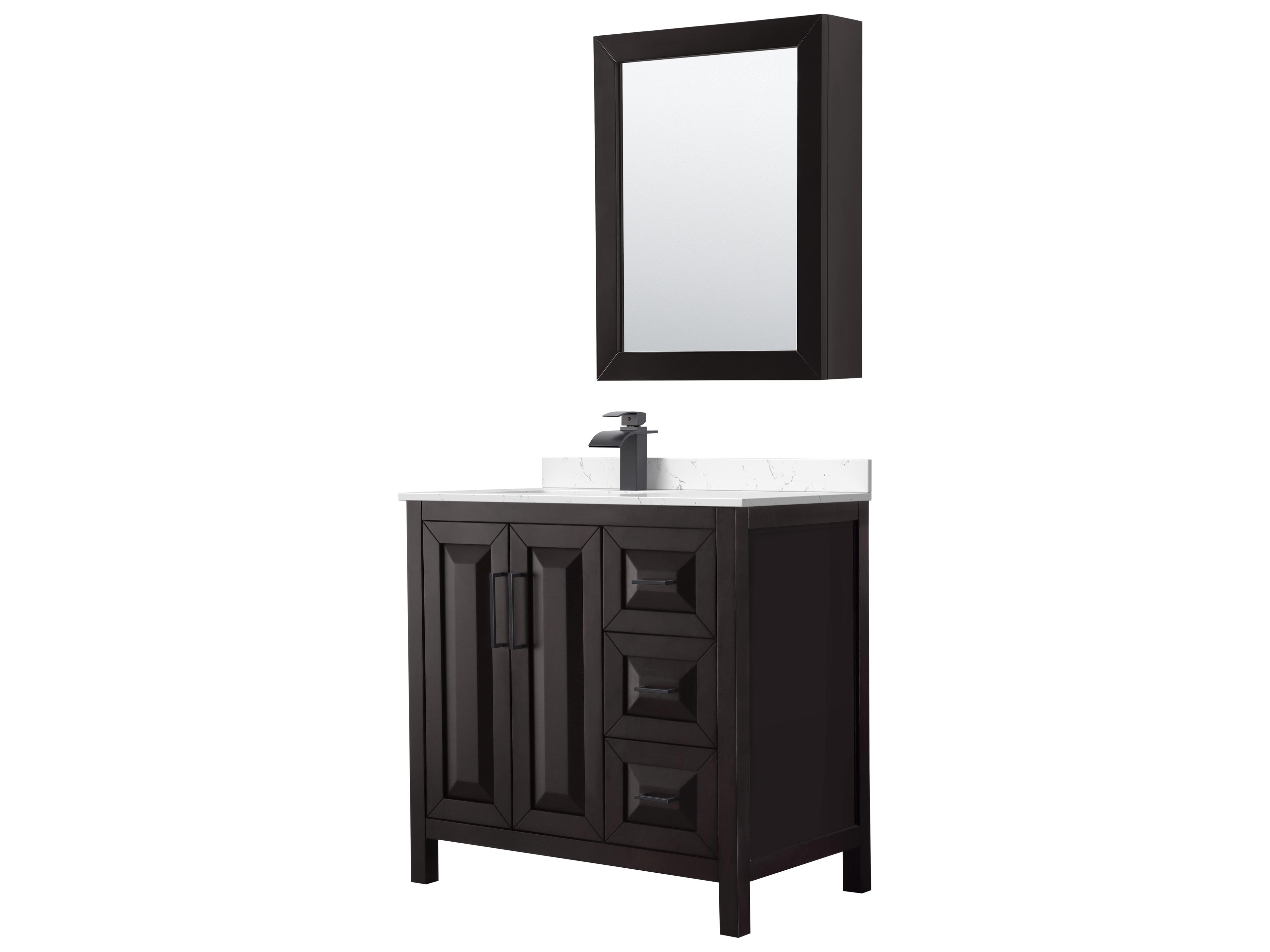 Wyndham Collection Daria 36" Dark Espresso Vanity with Medicine Cabinet