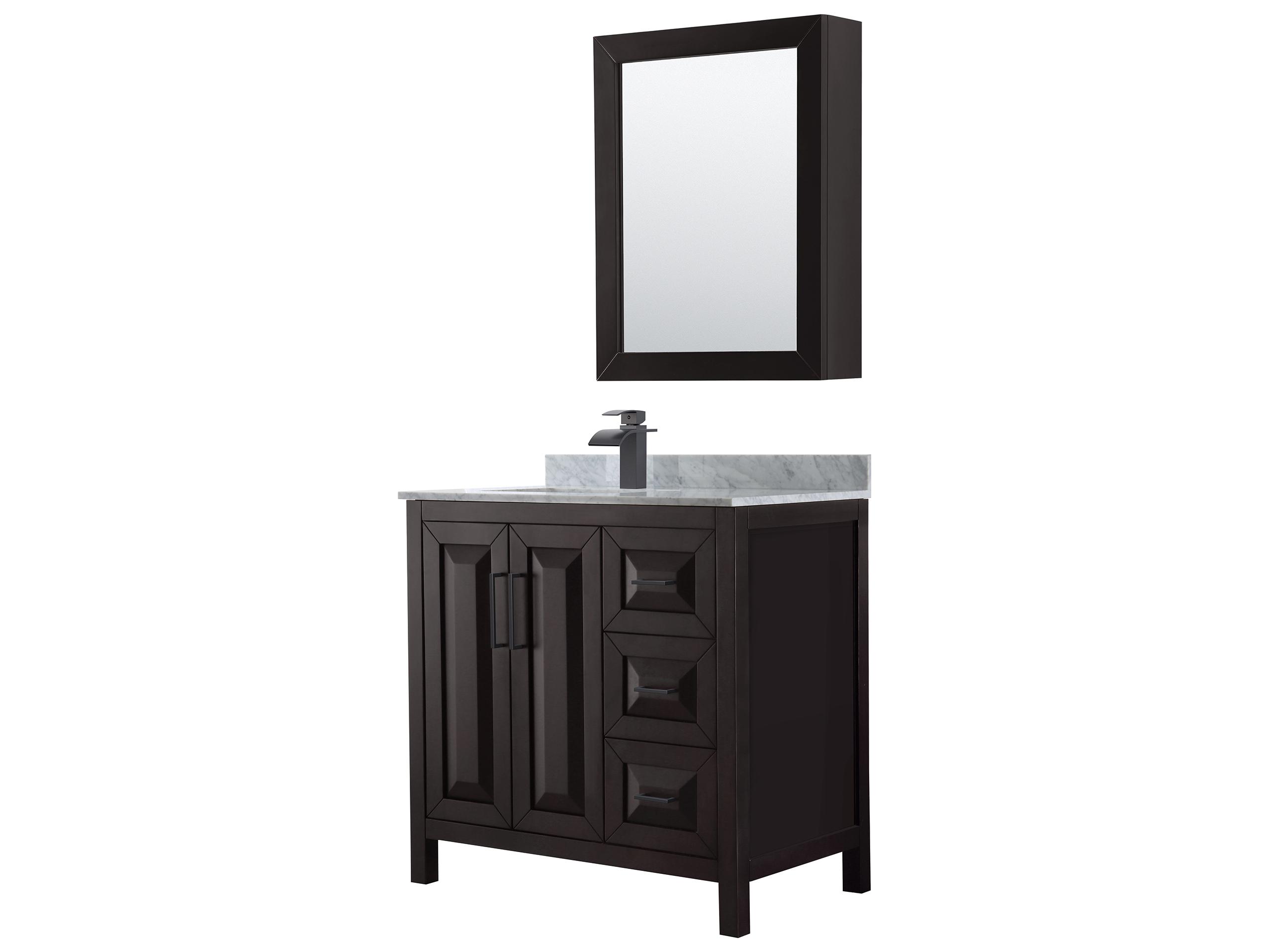 Wyndham Collection Daria 36" Dark Espresso Vanity with Medicine Cabinet