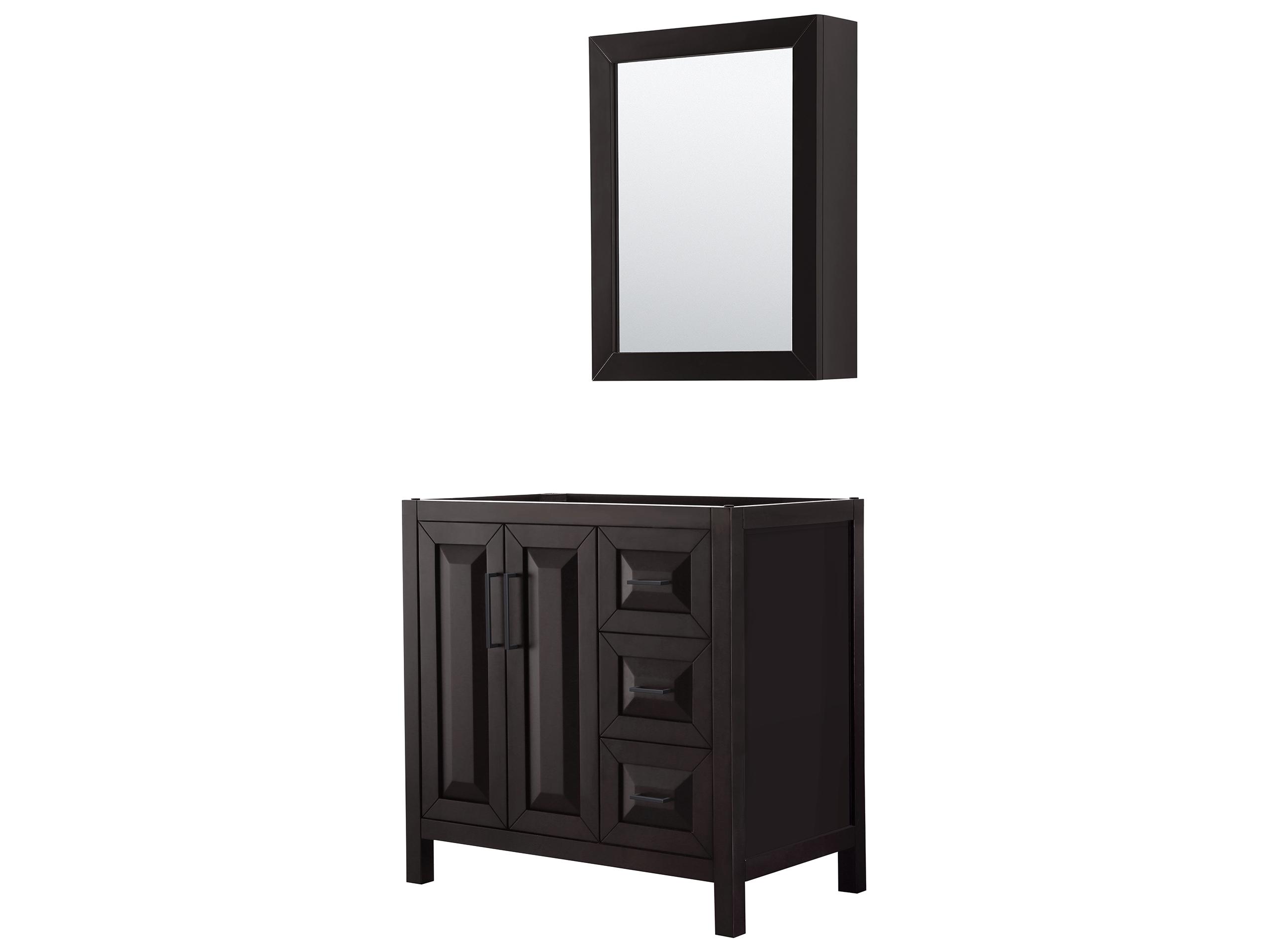 Wyndham Collection Daria 35" Dark Espresso Vanity with Medicine Cabinet