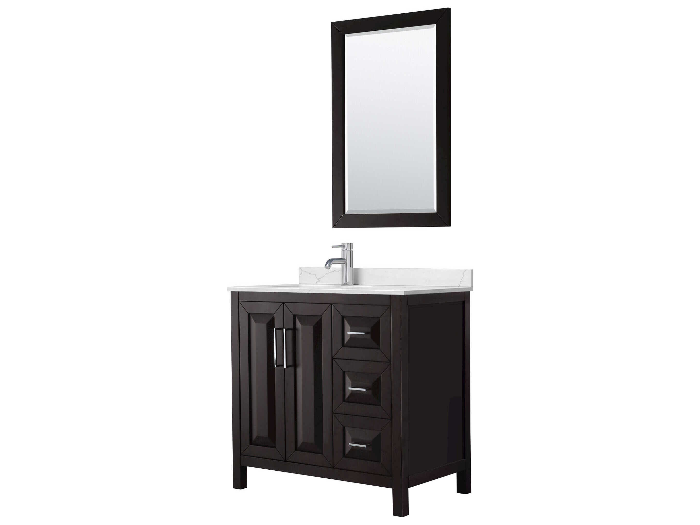 Wyndham Collection Daria 36" Dark Espresso Vanity with 24" Mirror