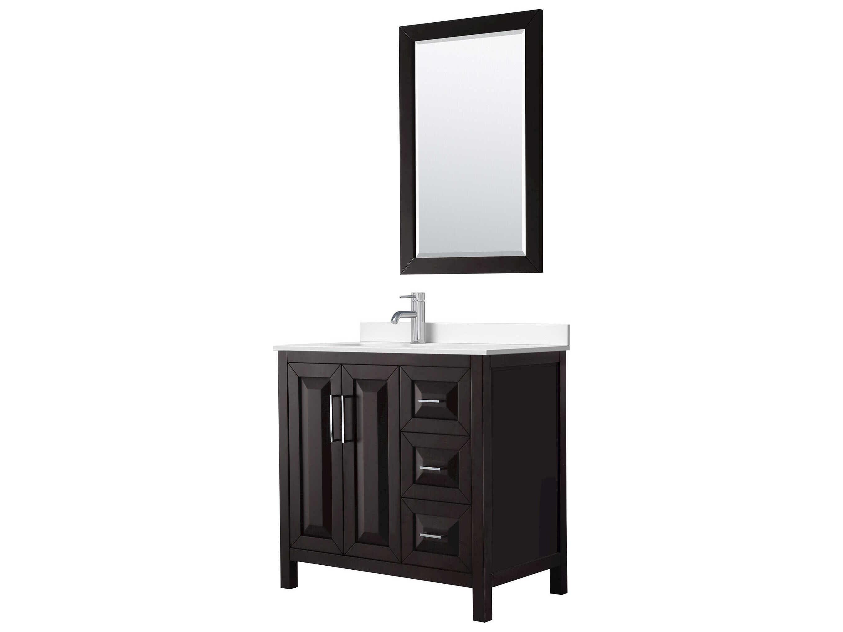 Wyndham Collection Daria 36" Dark Espresso Vanity with 24" Mirror