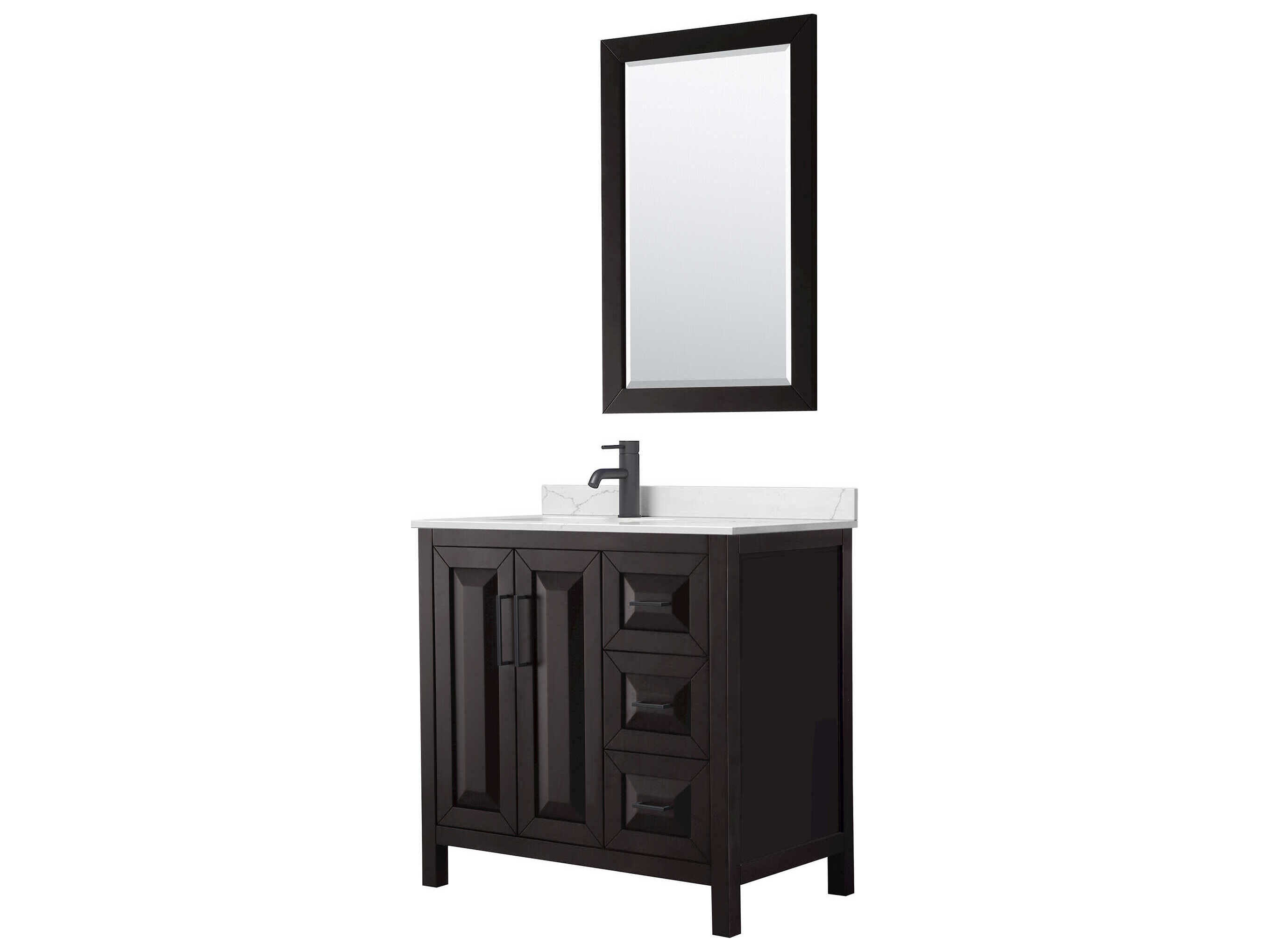Wyndham Collection Daria 36" Dark Espresso Vanity with 24" Mirror