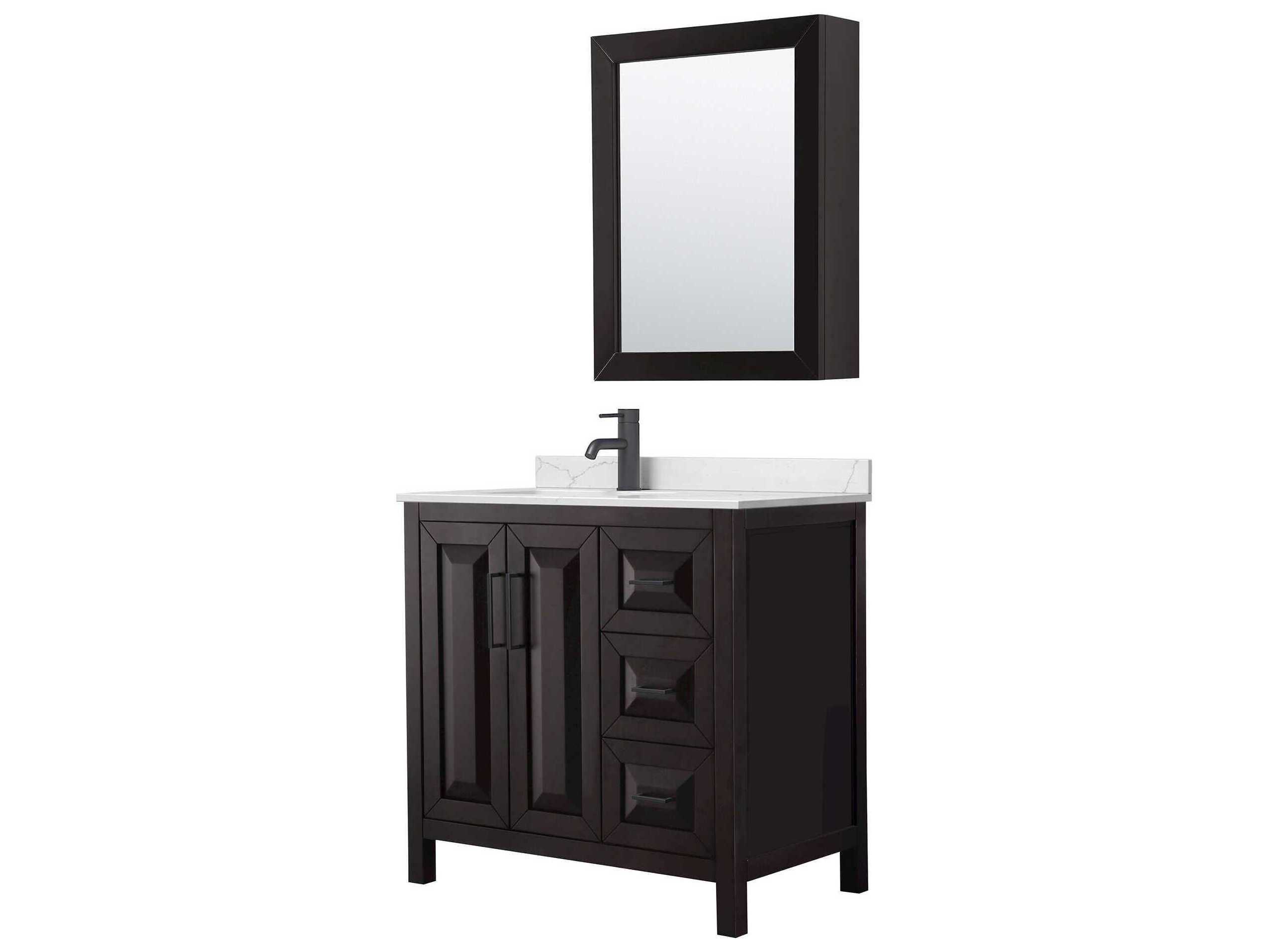 Wyndham Collection Daria 36" Dark Espresso Vanity with Medicine Cabinet