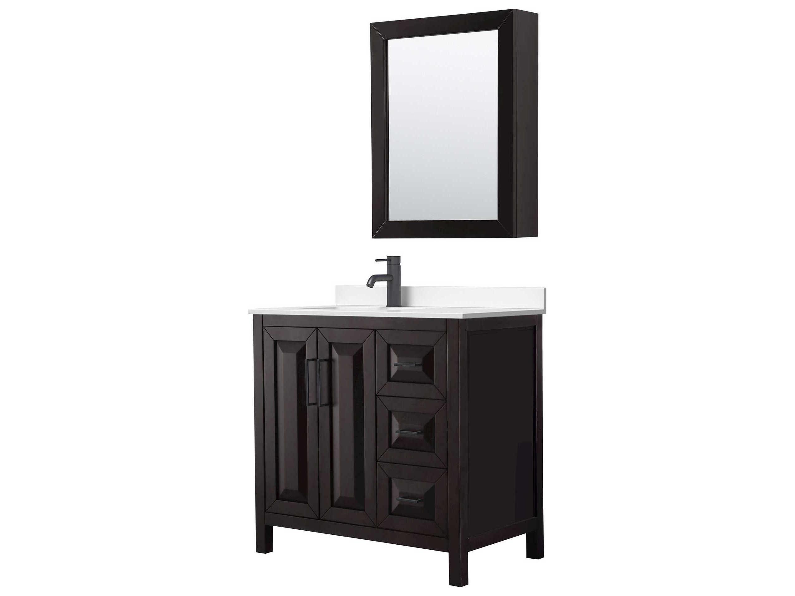 Wyndham Collection Daria 36" Dark Espresso Vanity with Medicine Cabinet