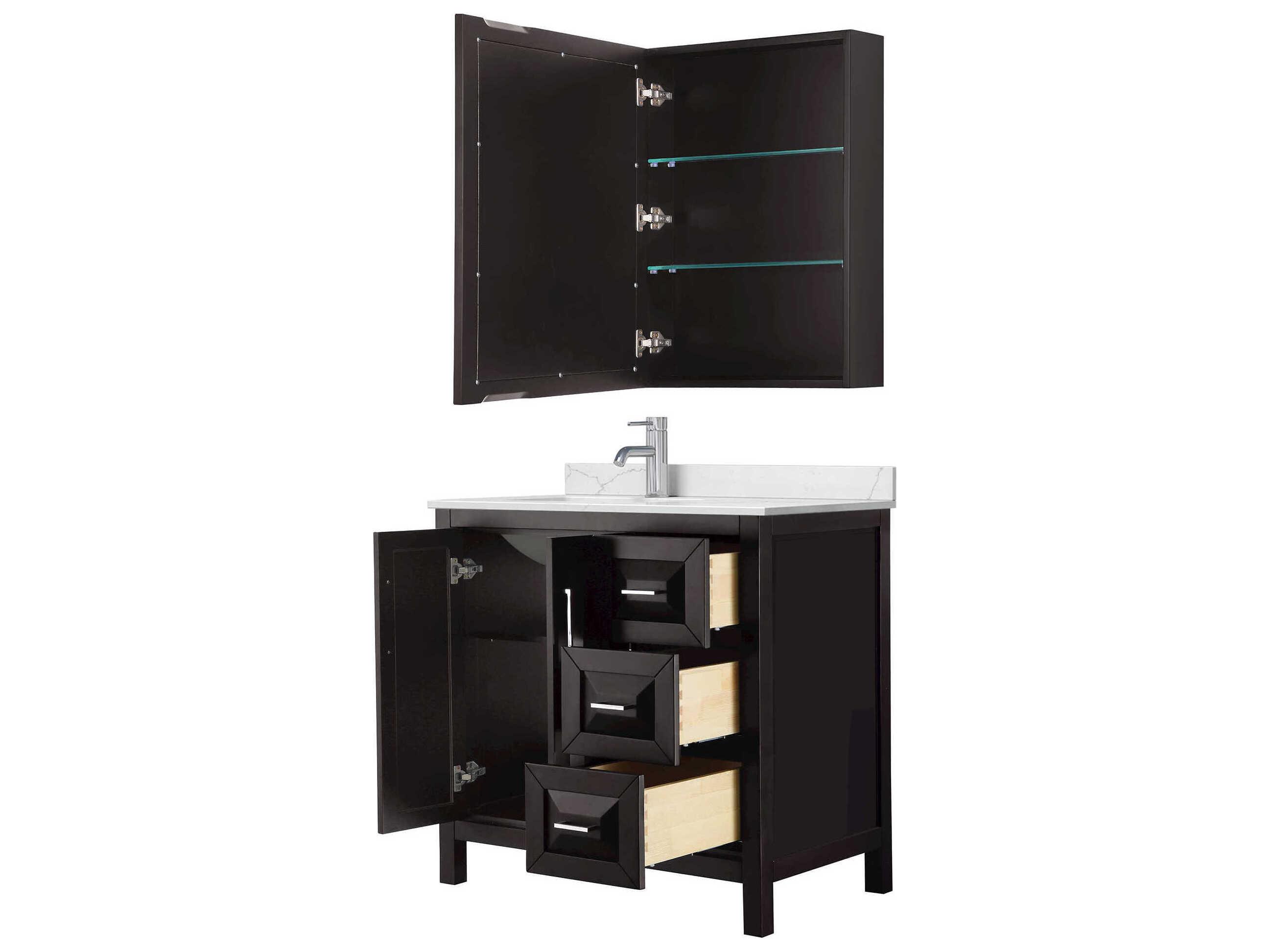 Wyndham Collection Daria 36" Dark Espresso Vanity with Medicine Cabinet