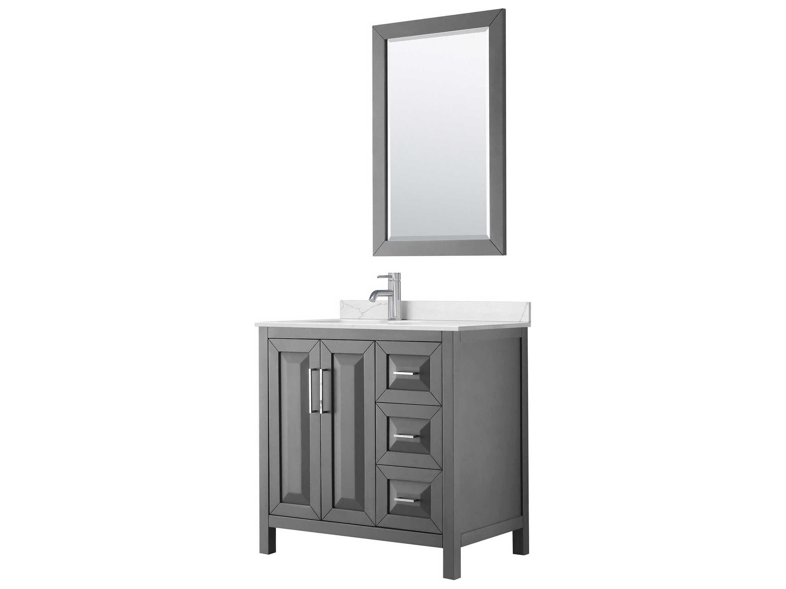 Wyndham Collection Daria 36" Dark Gray Vanity with 24" Mirror